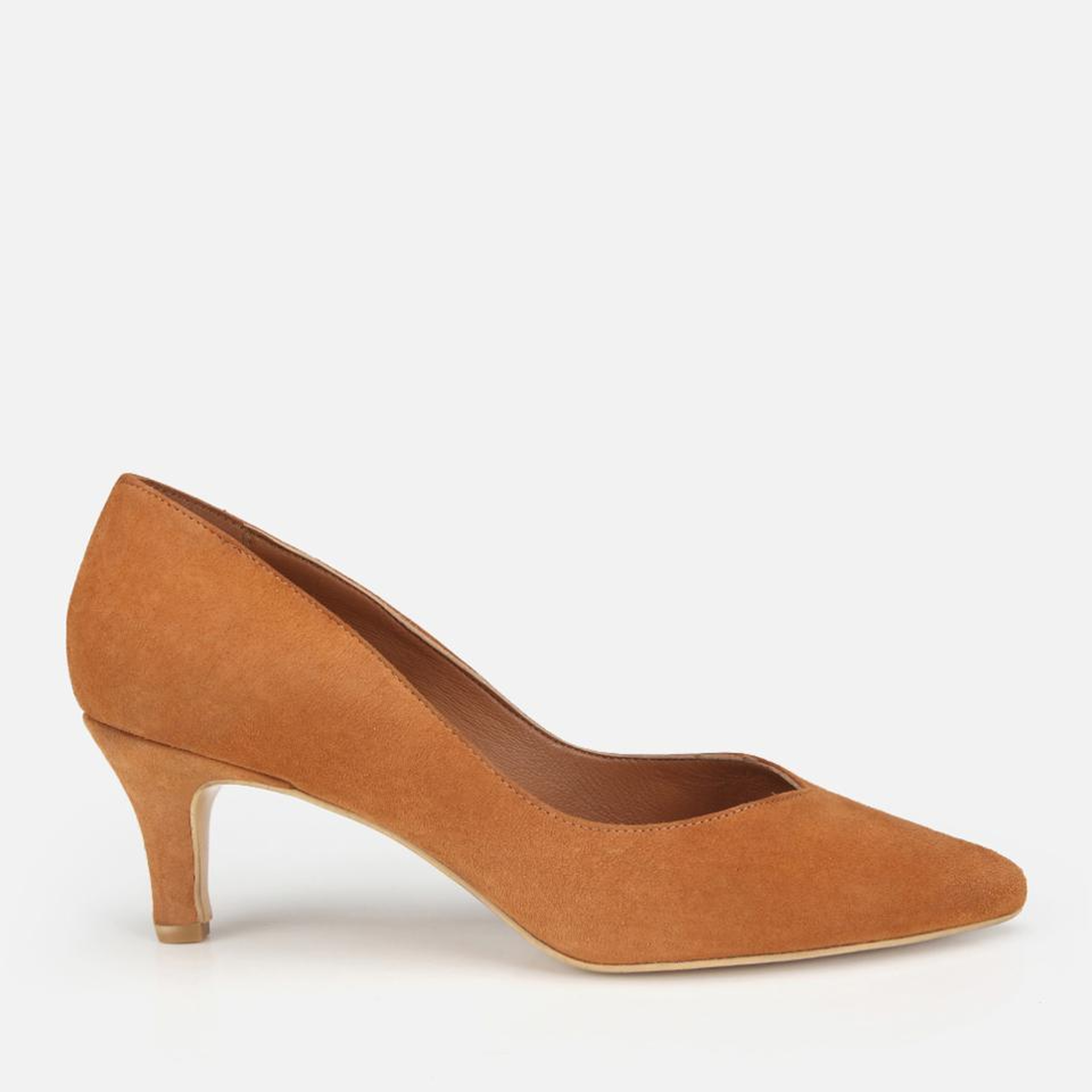 Kadın Süet Deri Taba Kısa Topuklu Stiletto