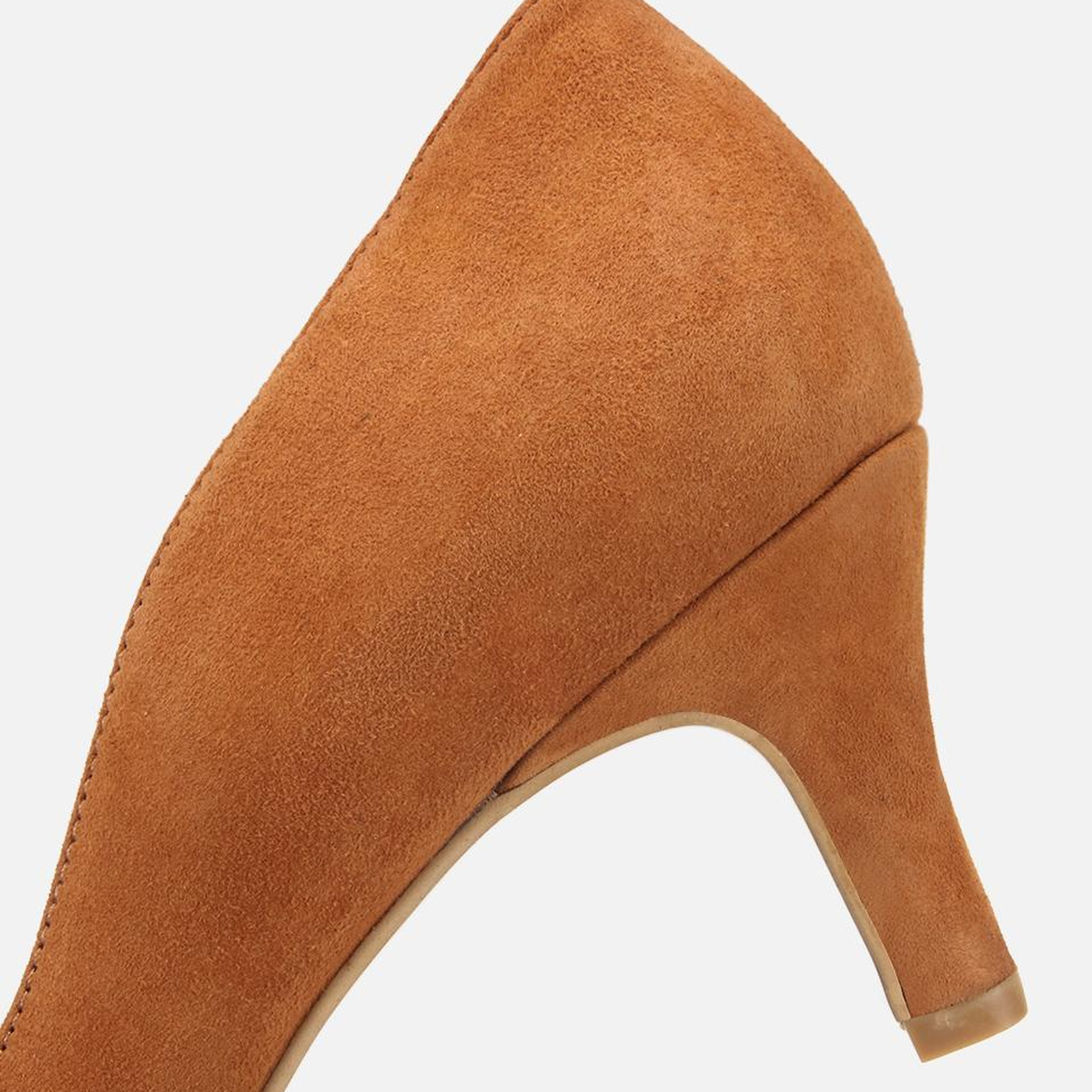Kadın Süet Deri Taba Kısa Topuklu Stiletto