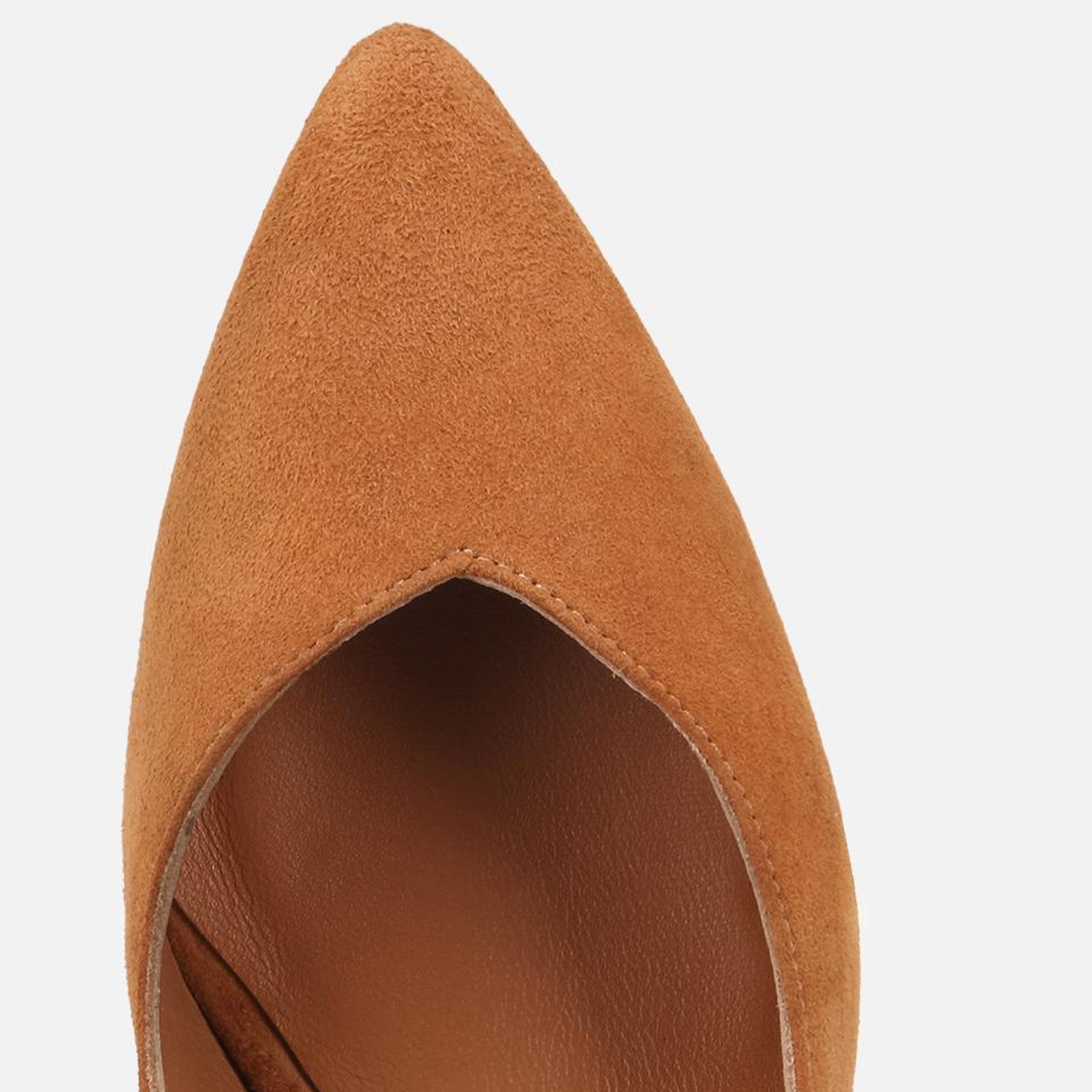Kadın Süet Deri Taba Kısa Topuklu Stiletto