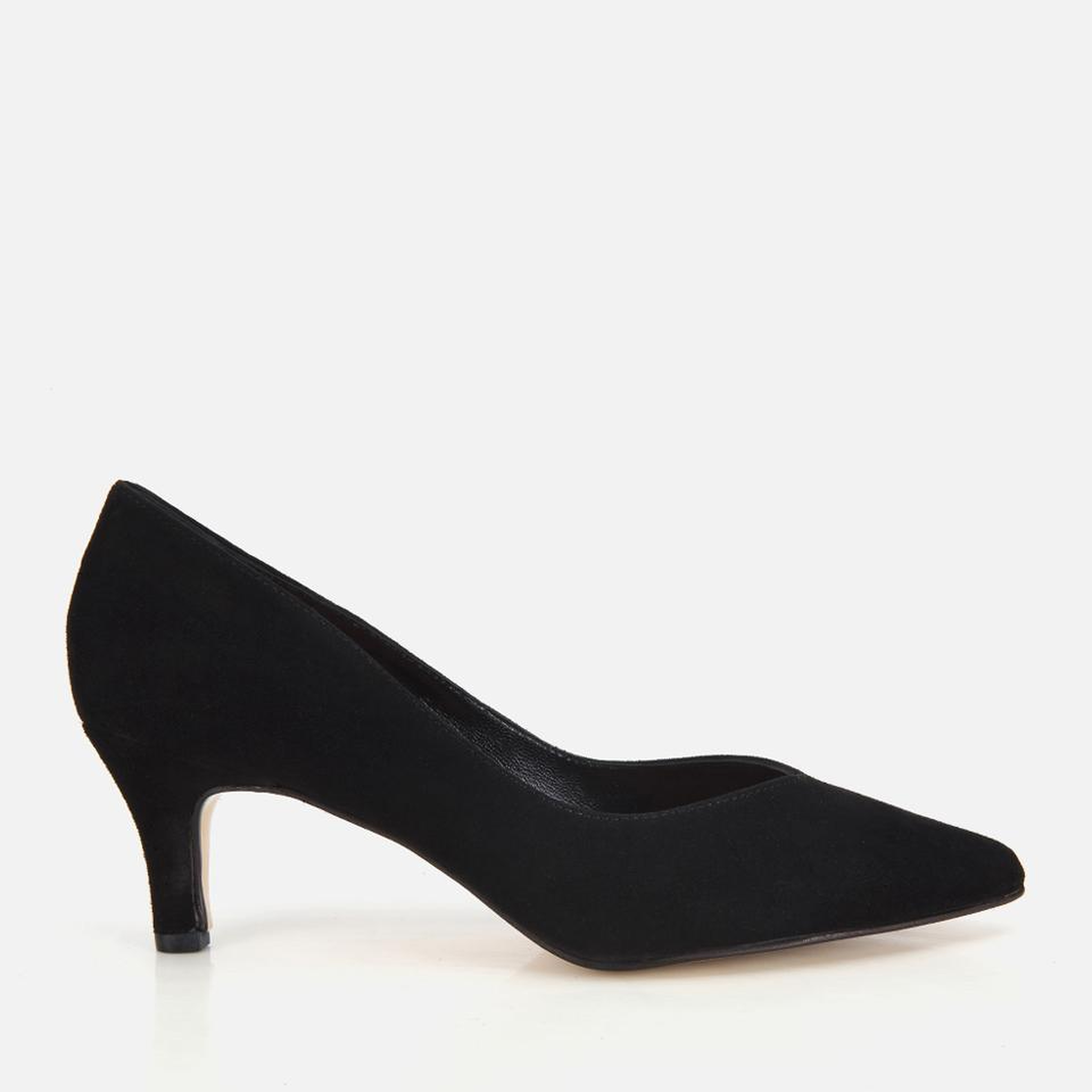 Kadın Süet Deri Siyah Kısa Topuklu Stiletto