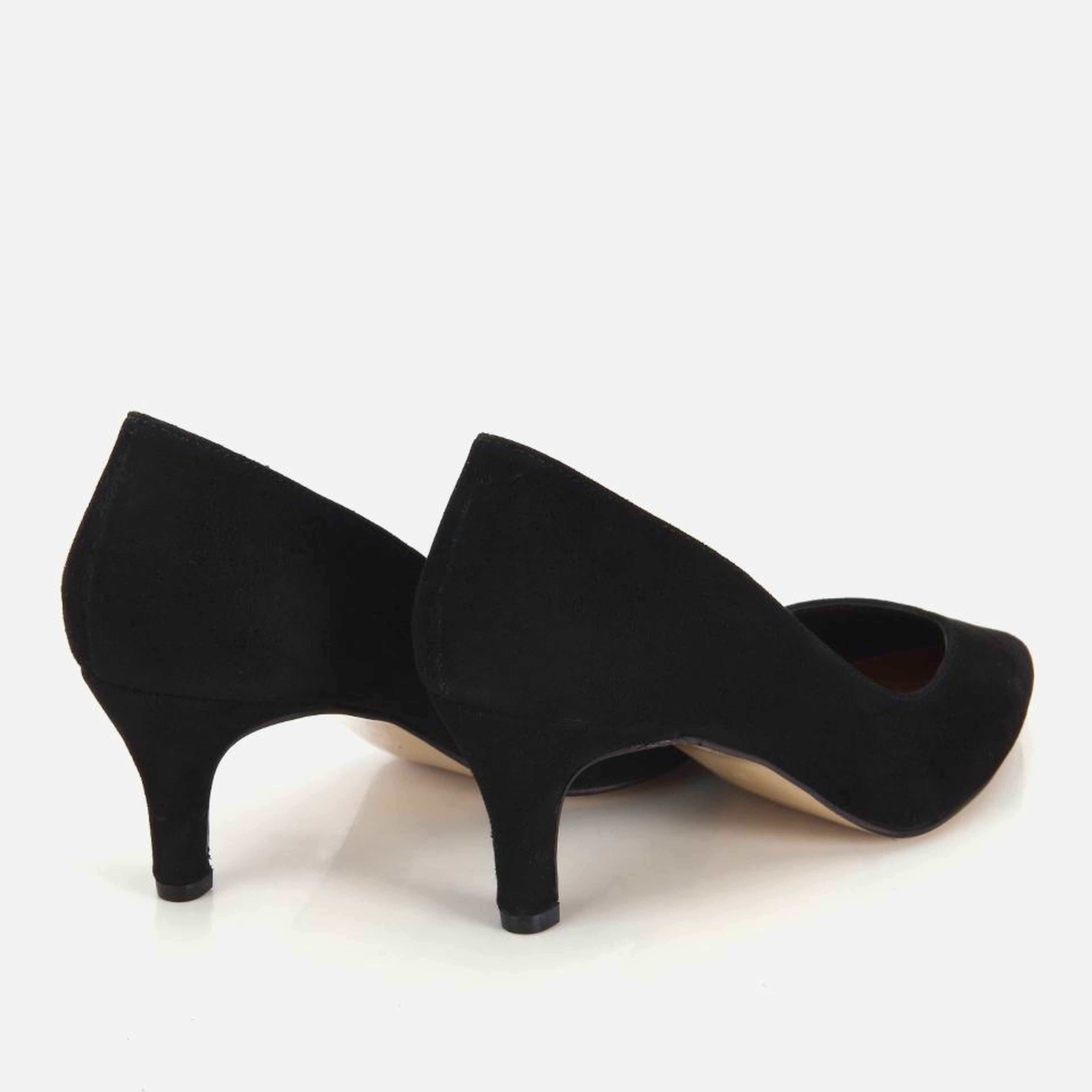 Kadın Süet Deri Siyah Kısa Topuklu Stiletto
