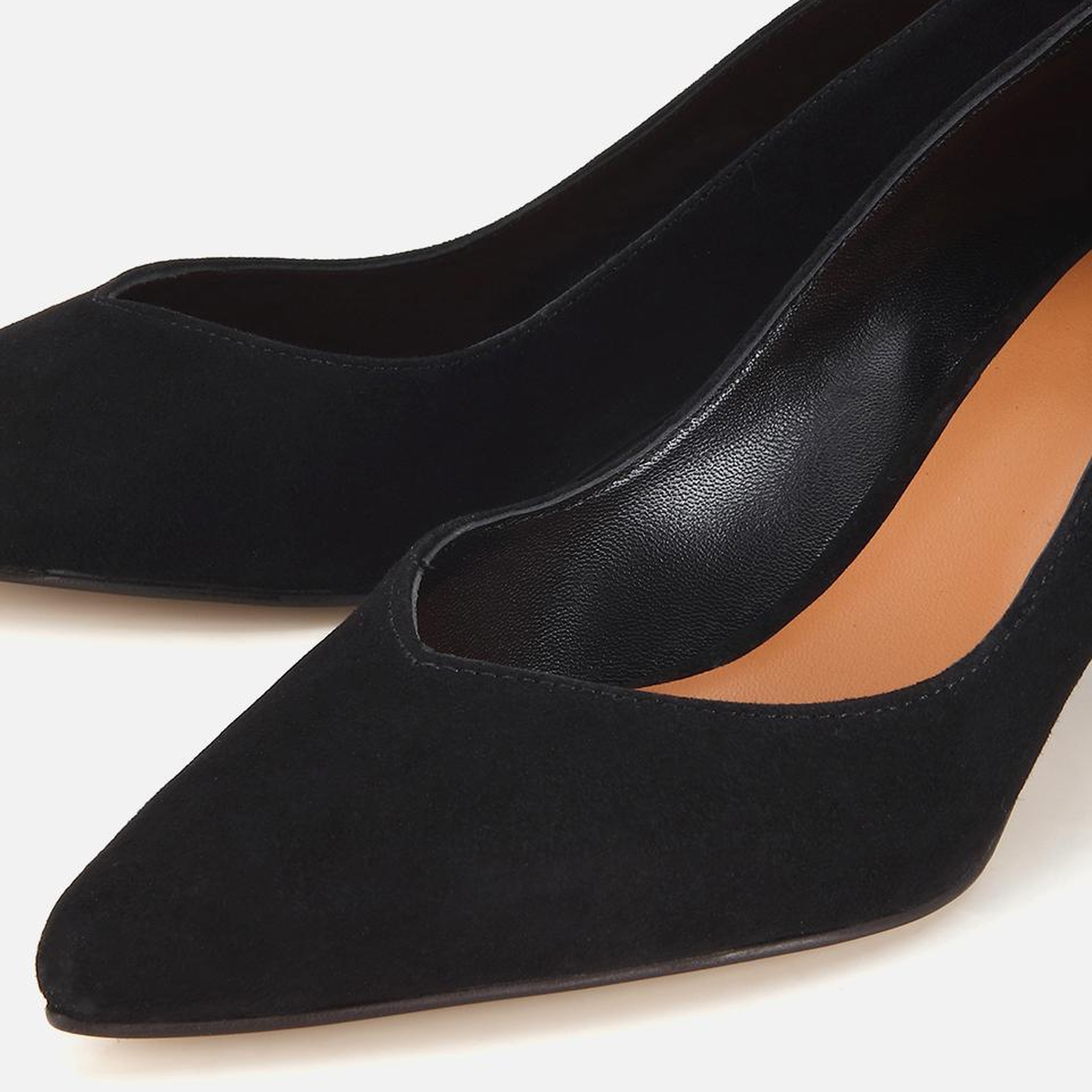 Kadın Süet Deri Siyah Kısa Topuklu Stiletto