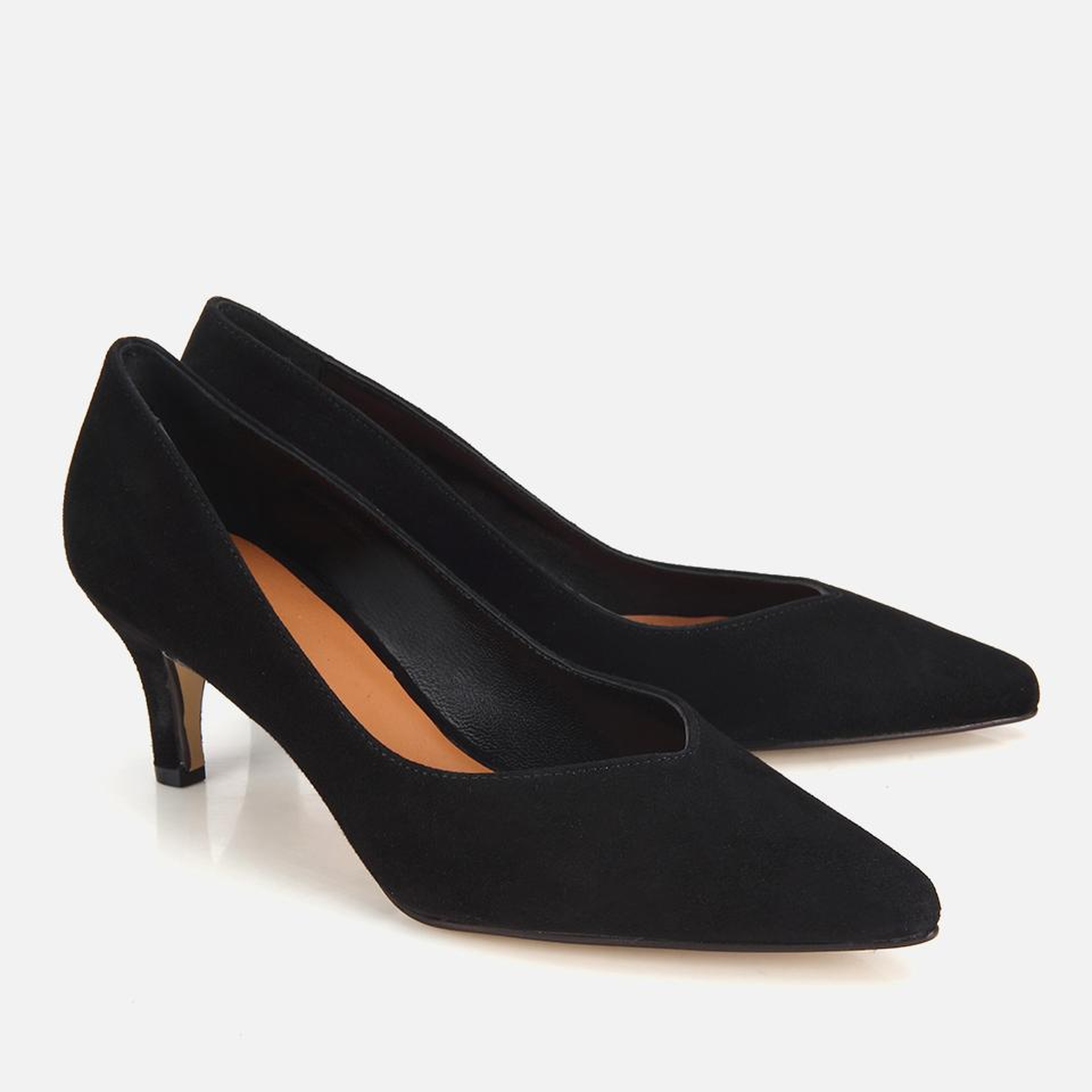 Kadın Süet Deri Siyah Kısa Topuklu Stiletto