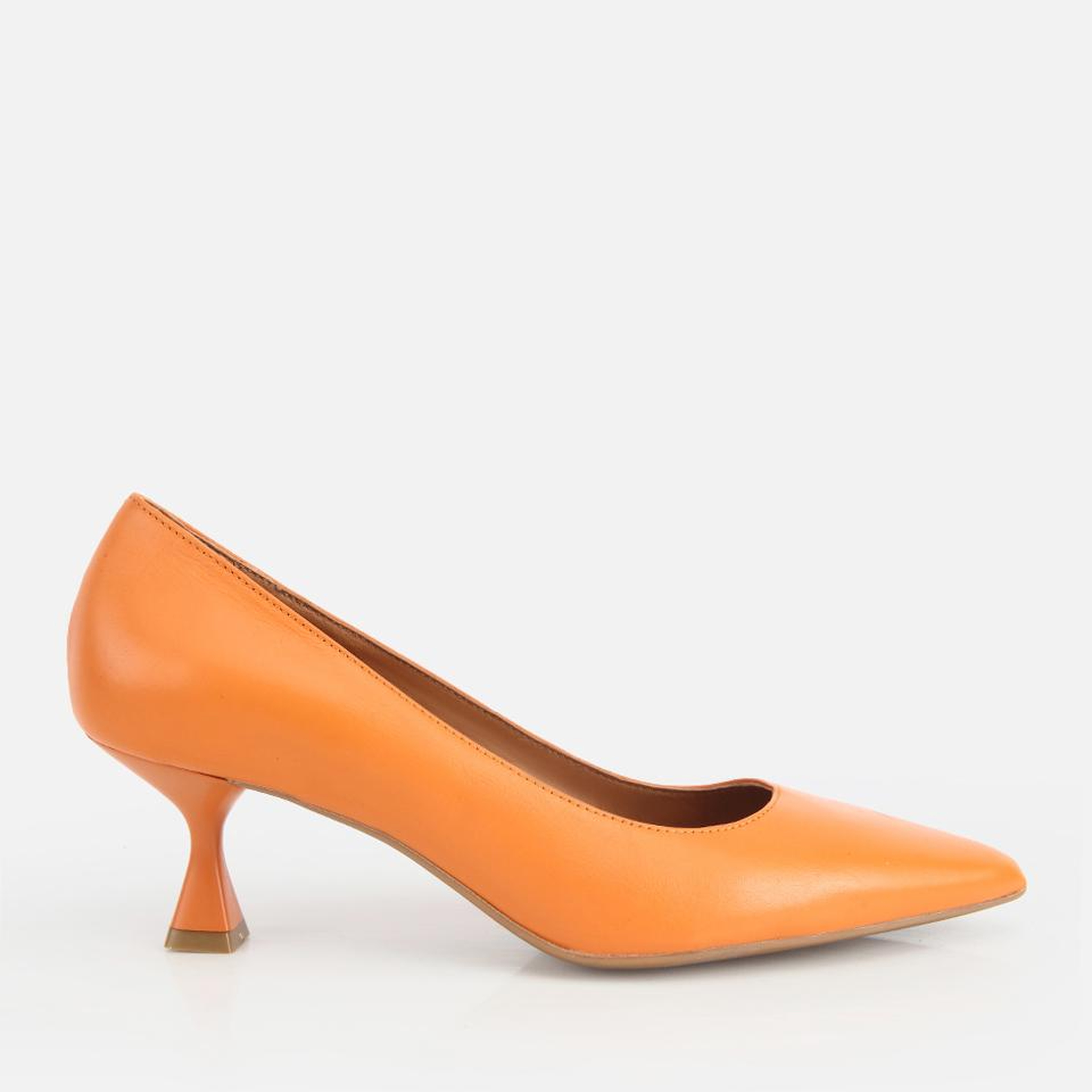 Kadın Deri Turuncu Kısa Topuklu Stiletto
