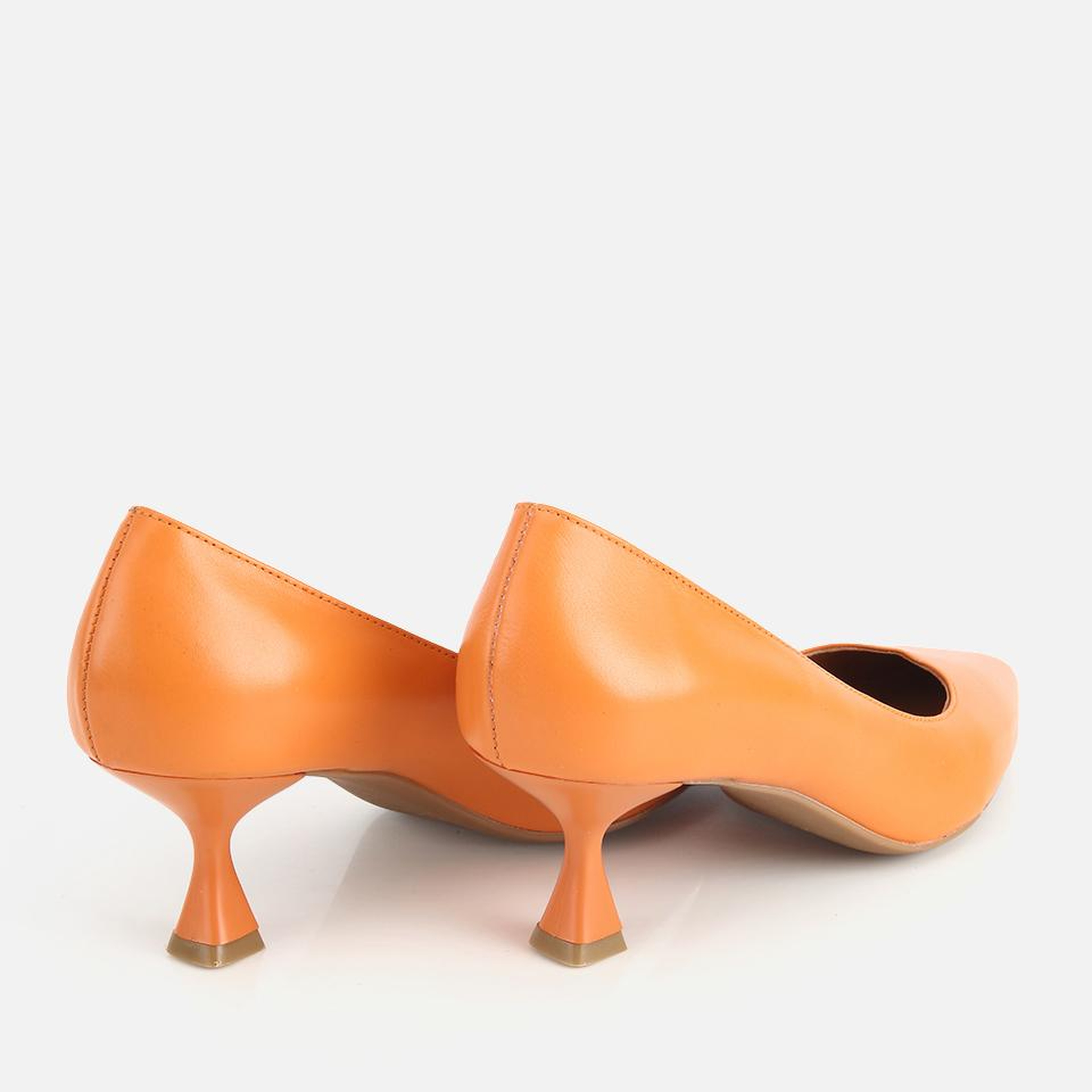 Kadın Deri Turuncu Kısa Topuklu Stiletto