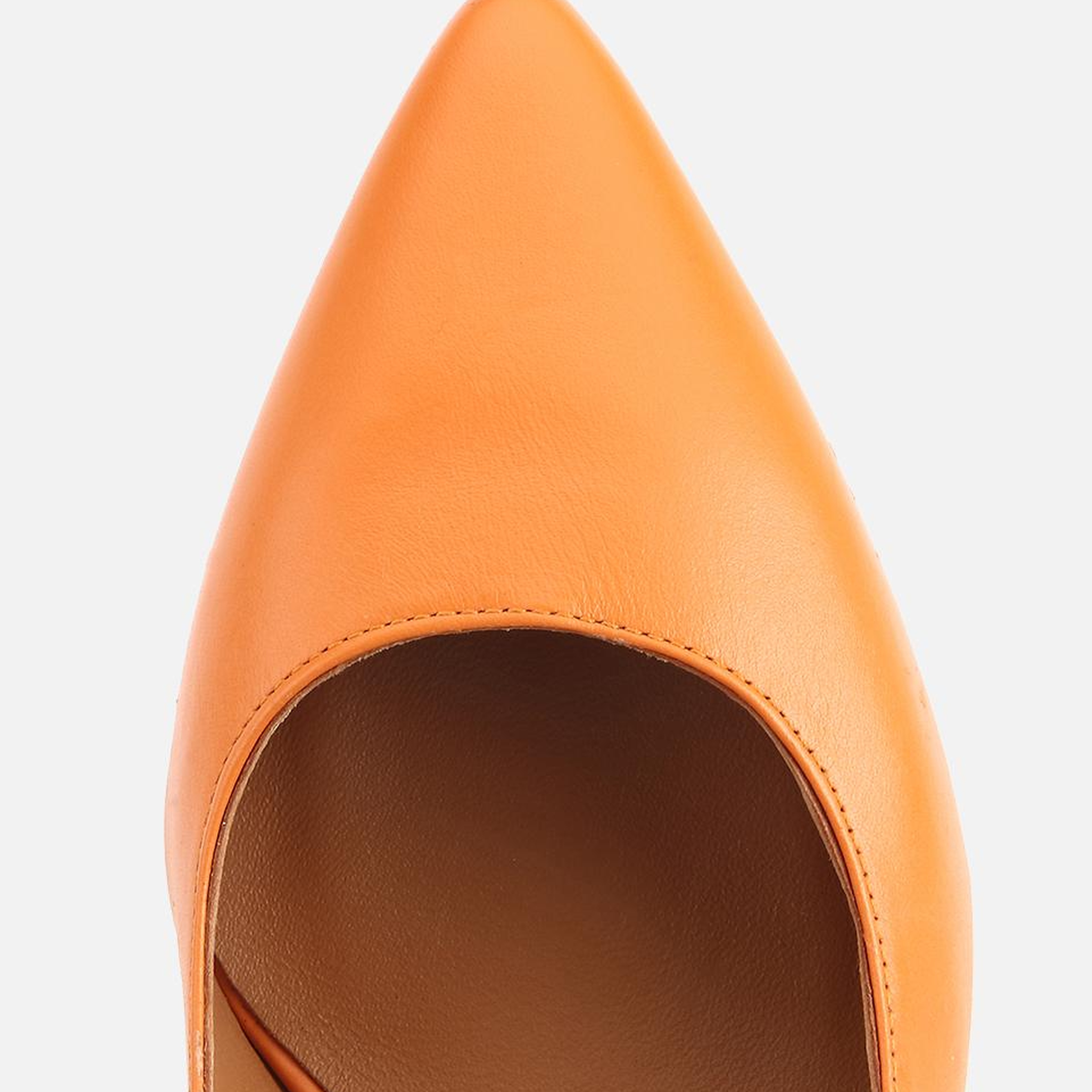 Kadın Deri Turuncu Kısa Topuklu Stiletto
