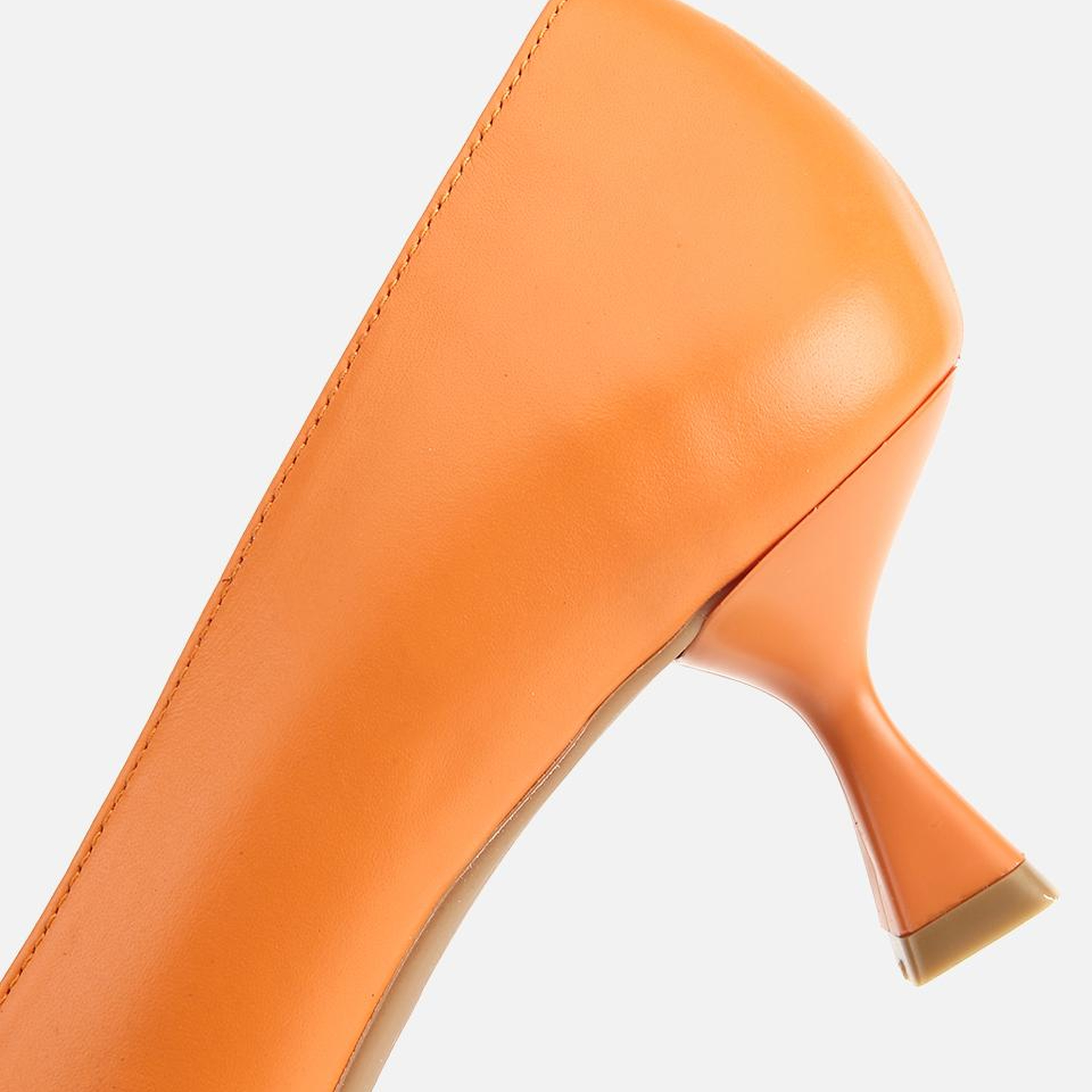 Kadın Deri Turuncu Kısa Topuklu Stiletto