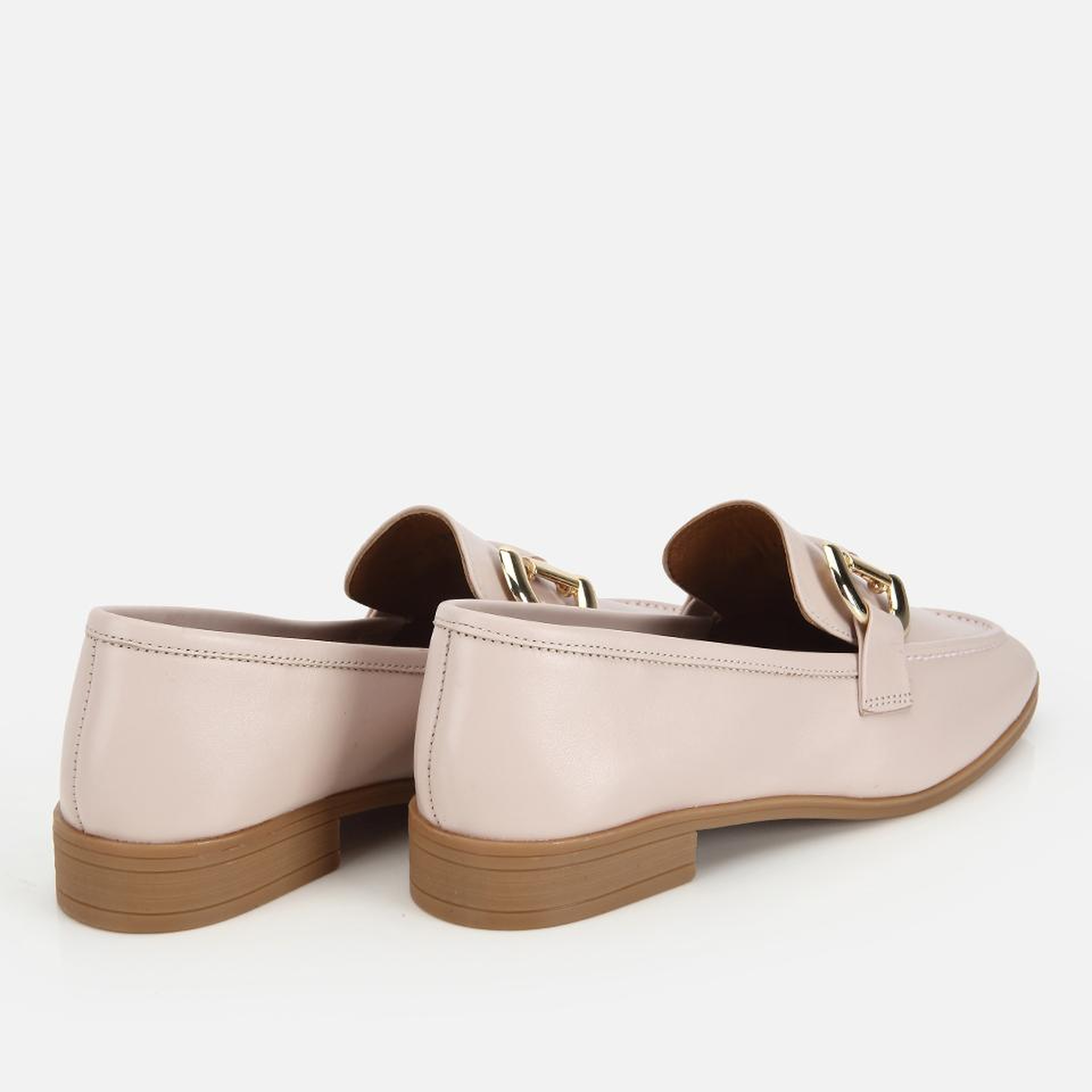 Kadın Deri Bej Toka Detaylı Klasik Loafer