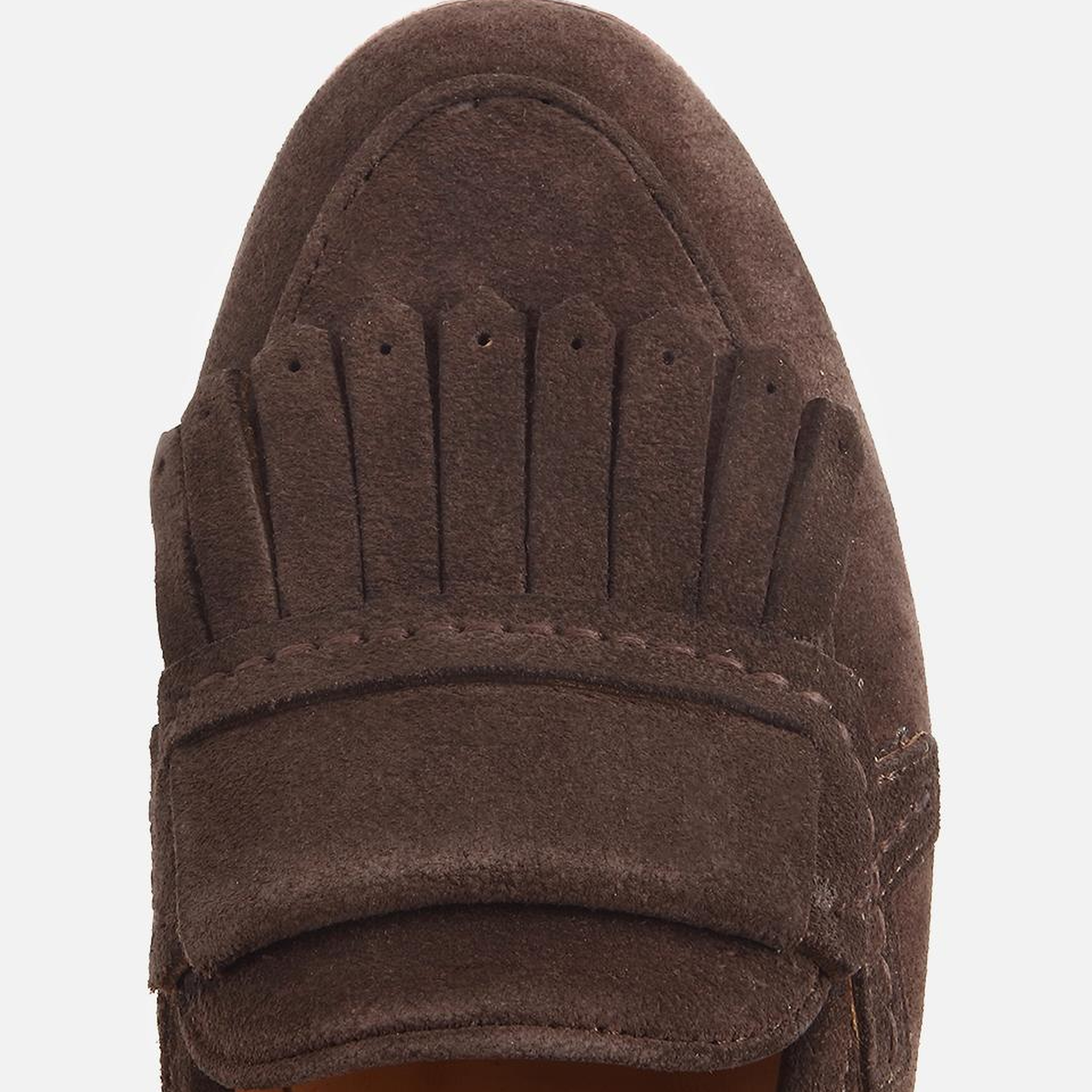Kadın Süet Deri Kahverengi Püskül Detaylı Klasik Loafer