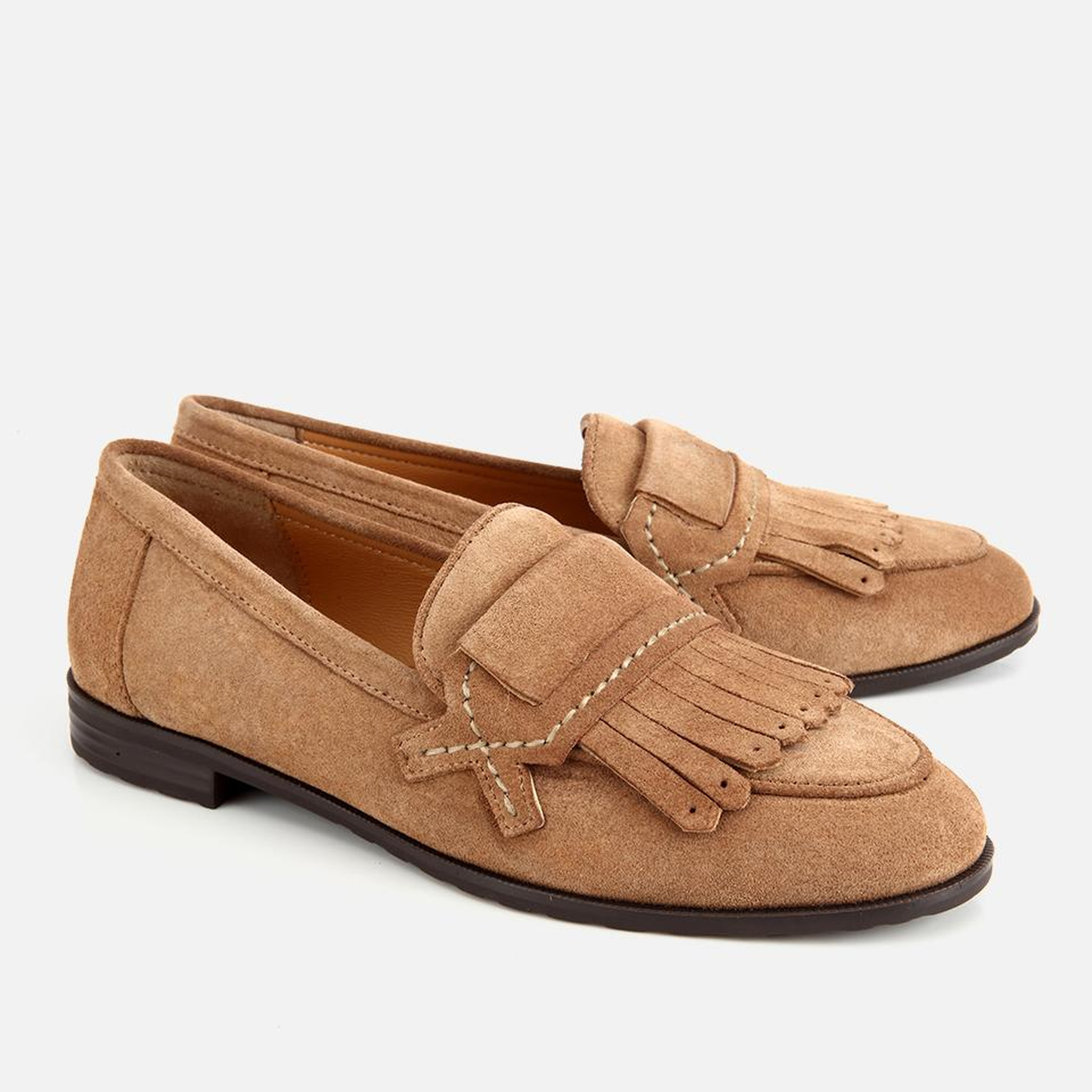 Kadın Süet Deri Vizon Püskül Detaylı Klasik Loafer