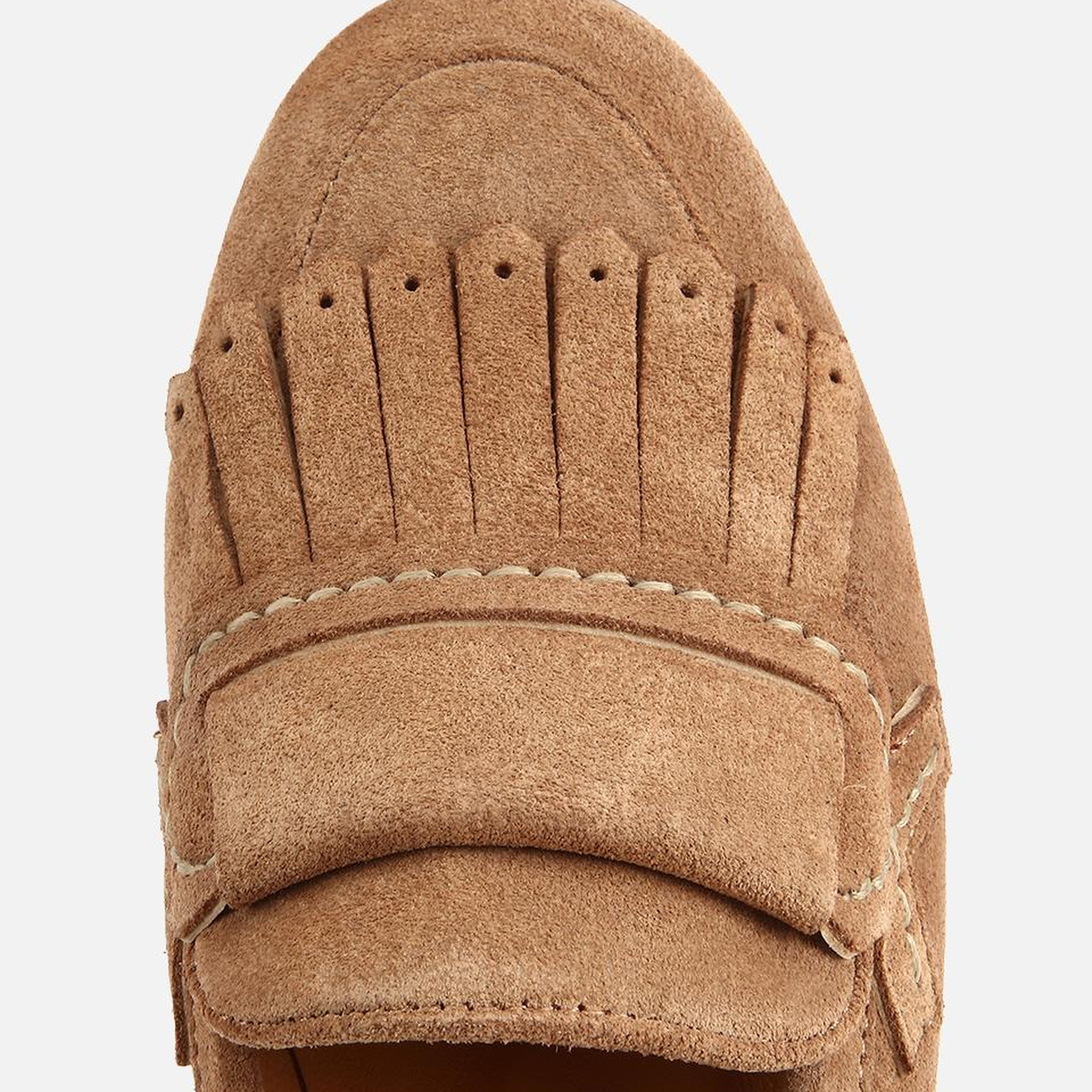 Kadın Süet Deri Vizon Püskül Detaylı Klasik Loafer