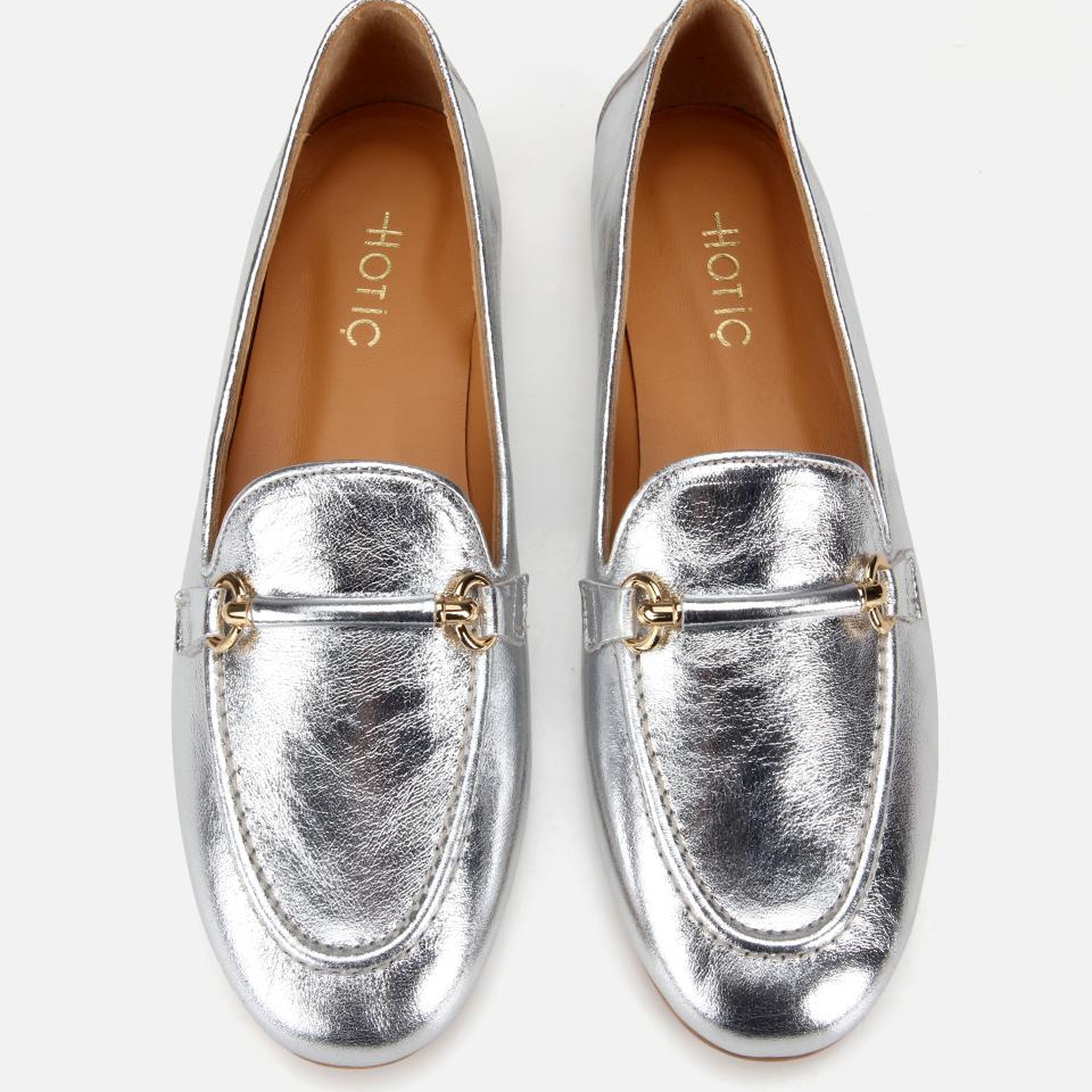Kadın Deri Lame Metalik Klasik Loafer