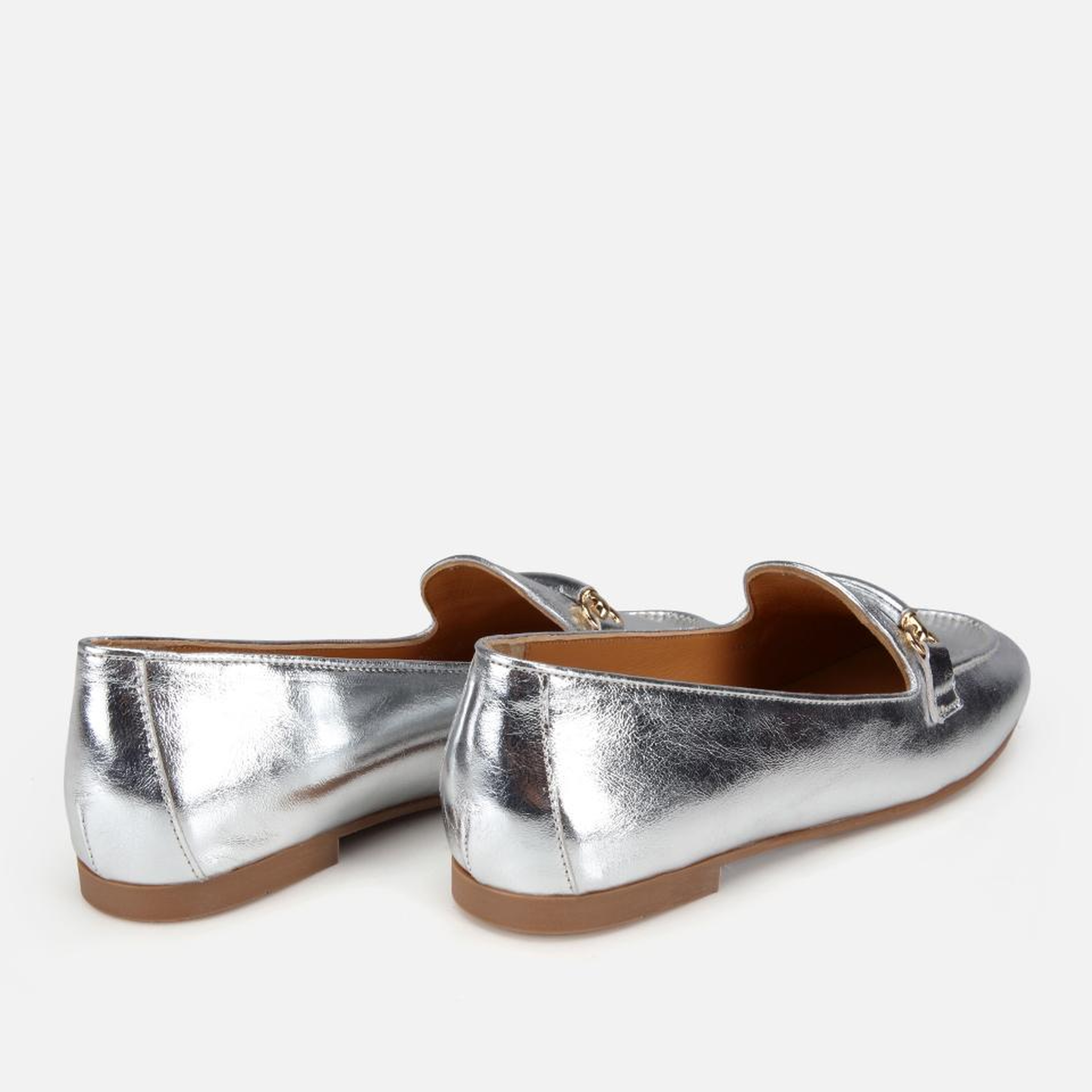 Kadın Deri Lame Metalik Klasik Loafer