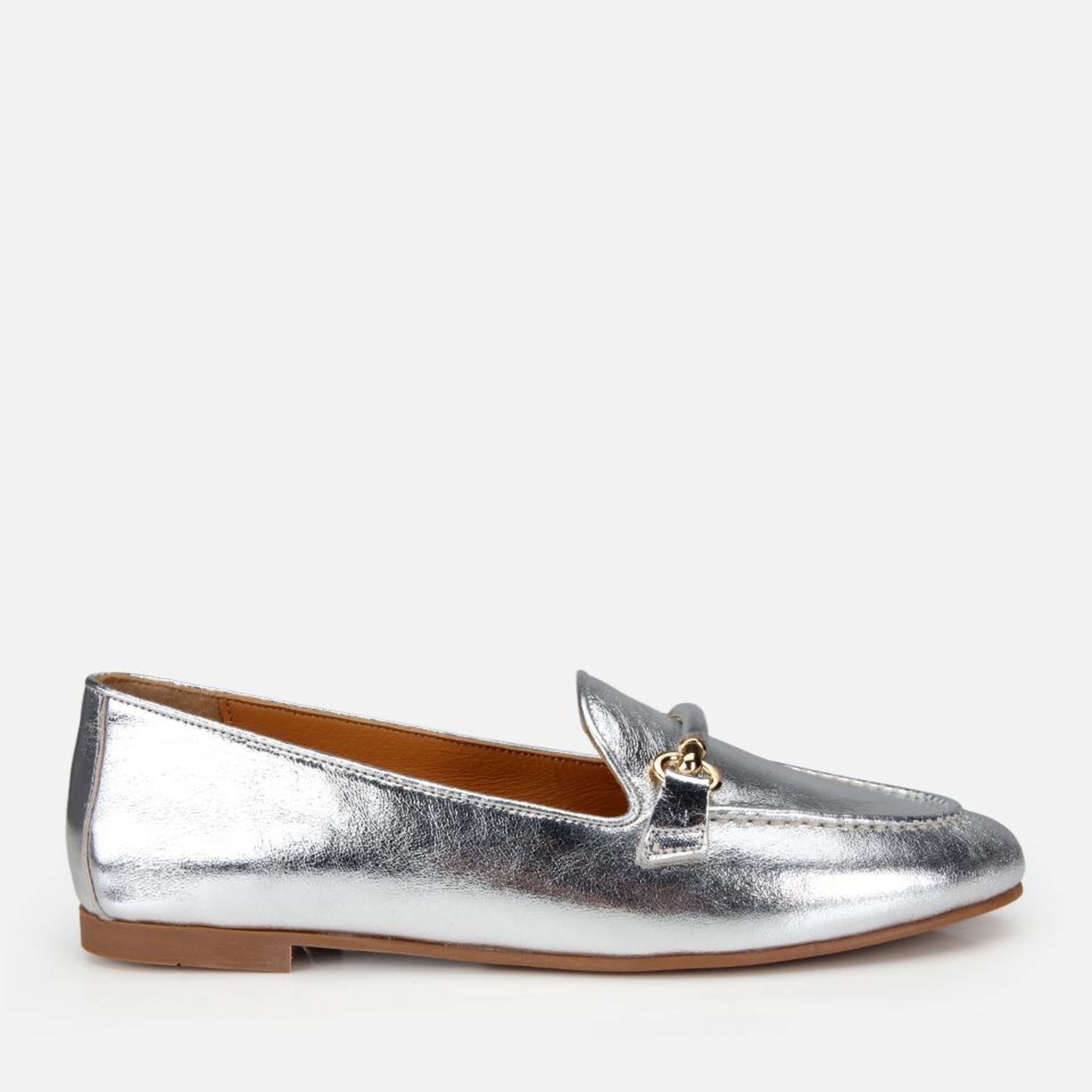 Kadın Deri Lame Metalik Klasik Loafer