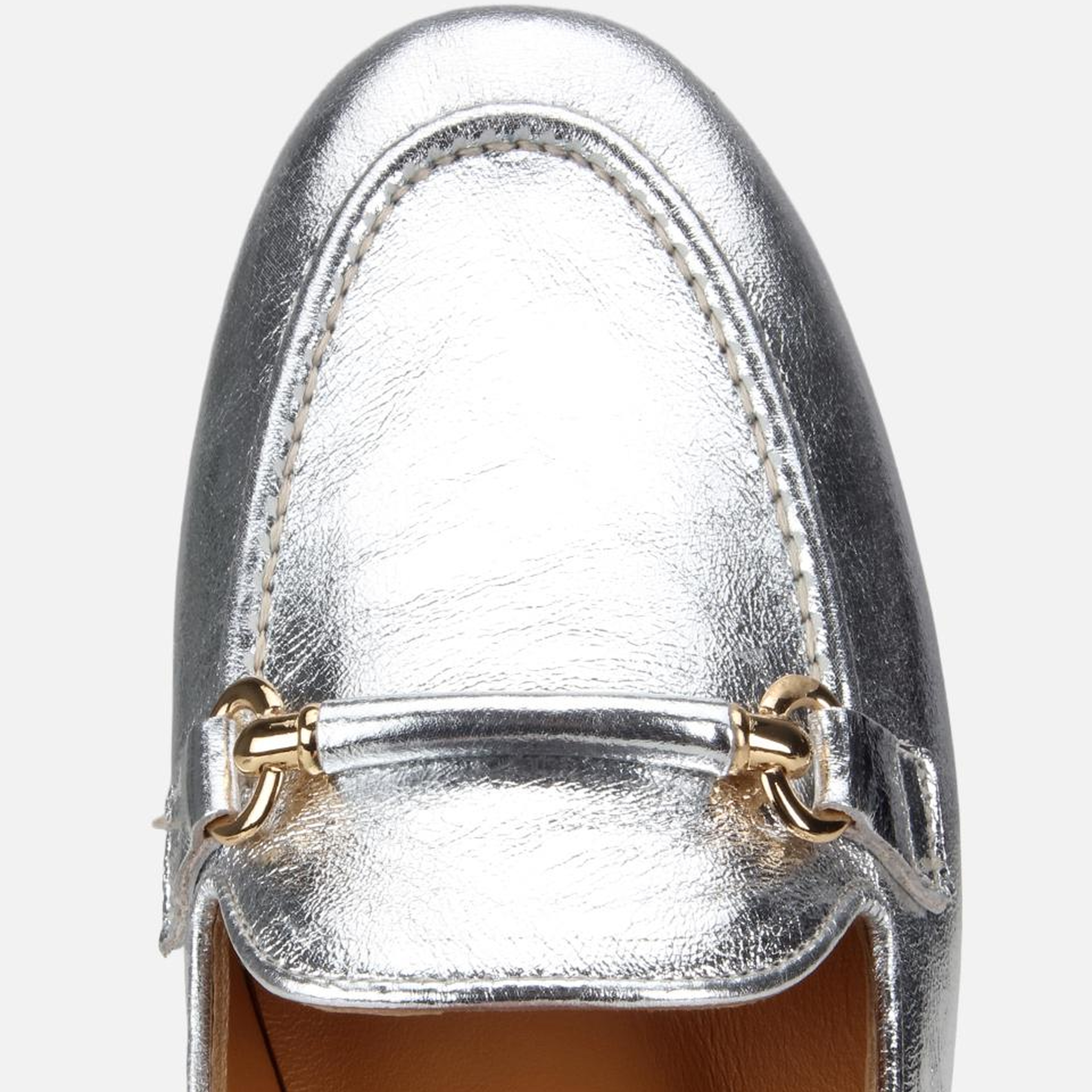 Kadın Deri Lame Metalik Klasik Loafer