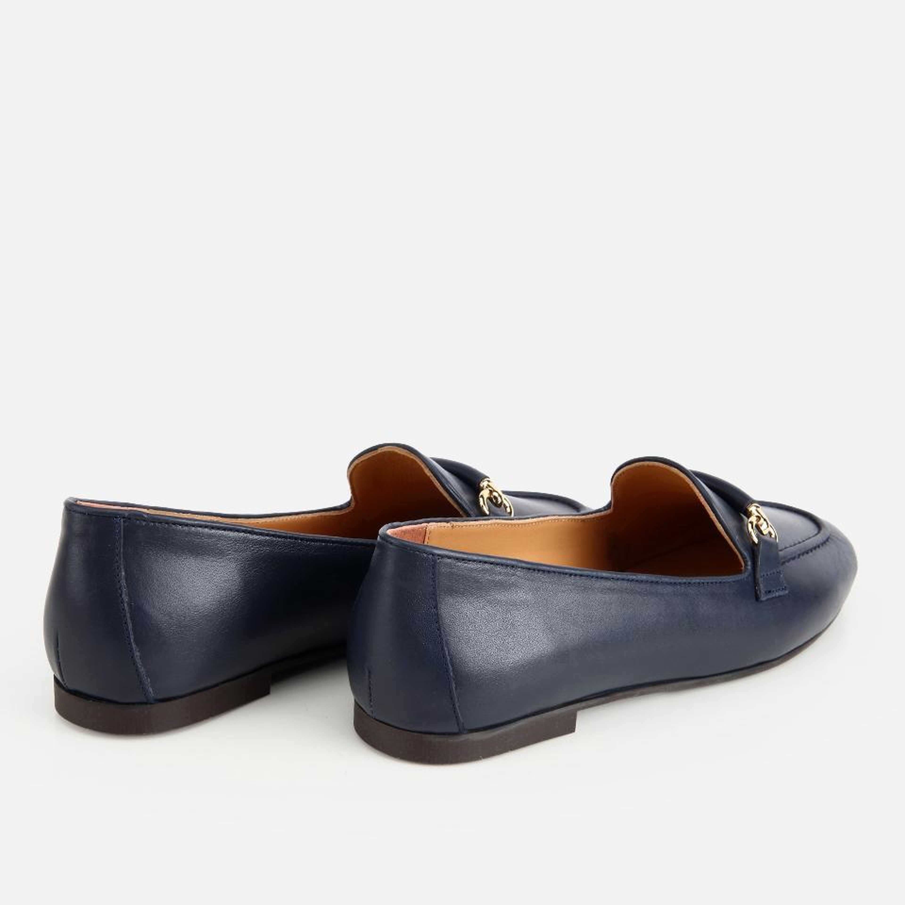 Kadın Deri Lacivert Toka Detaylı Klasik Loafer