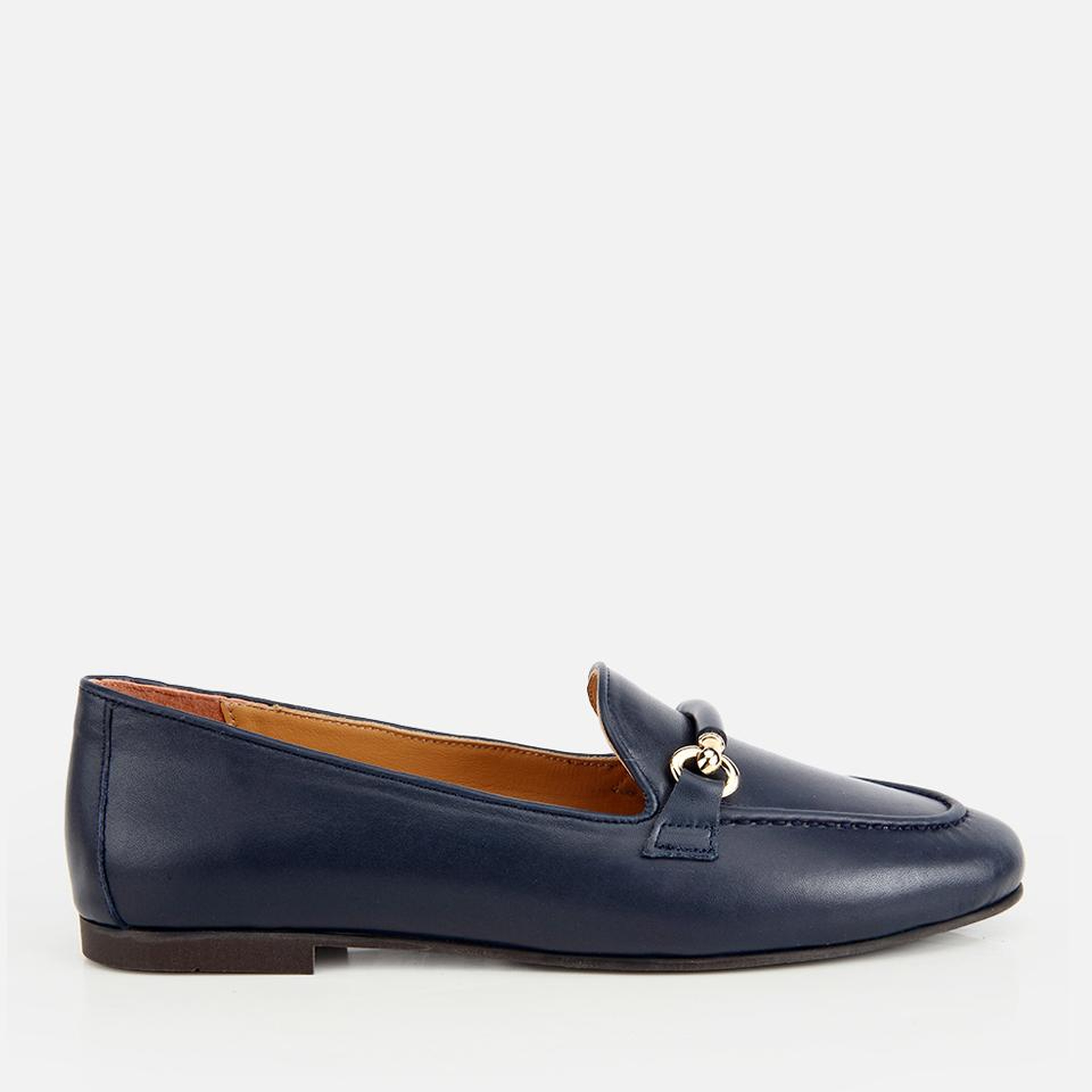 Kadın Deri Lacivert Toka Detaylı Klasik Loafer