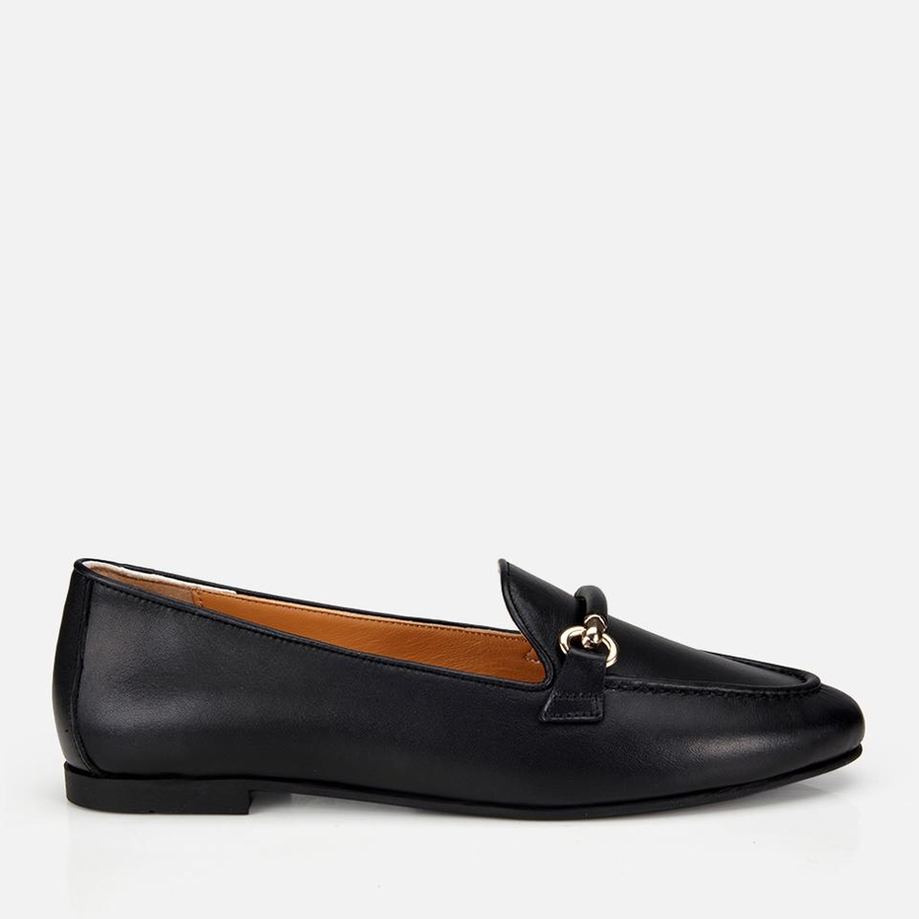Kadın Deri Siyah Toka Detaylı Klasik Loafer