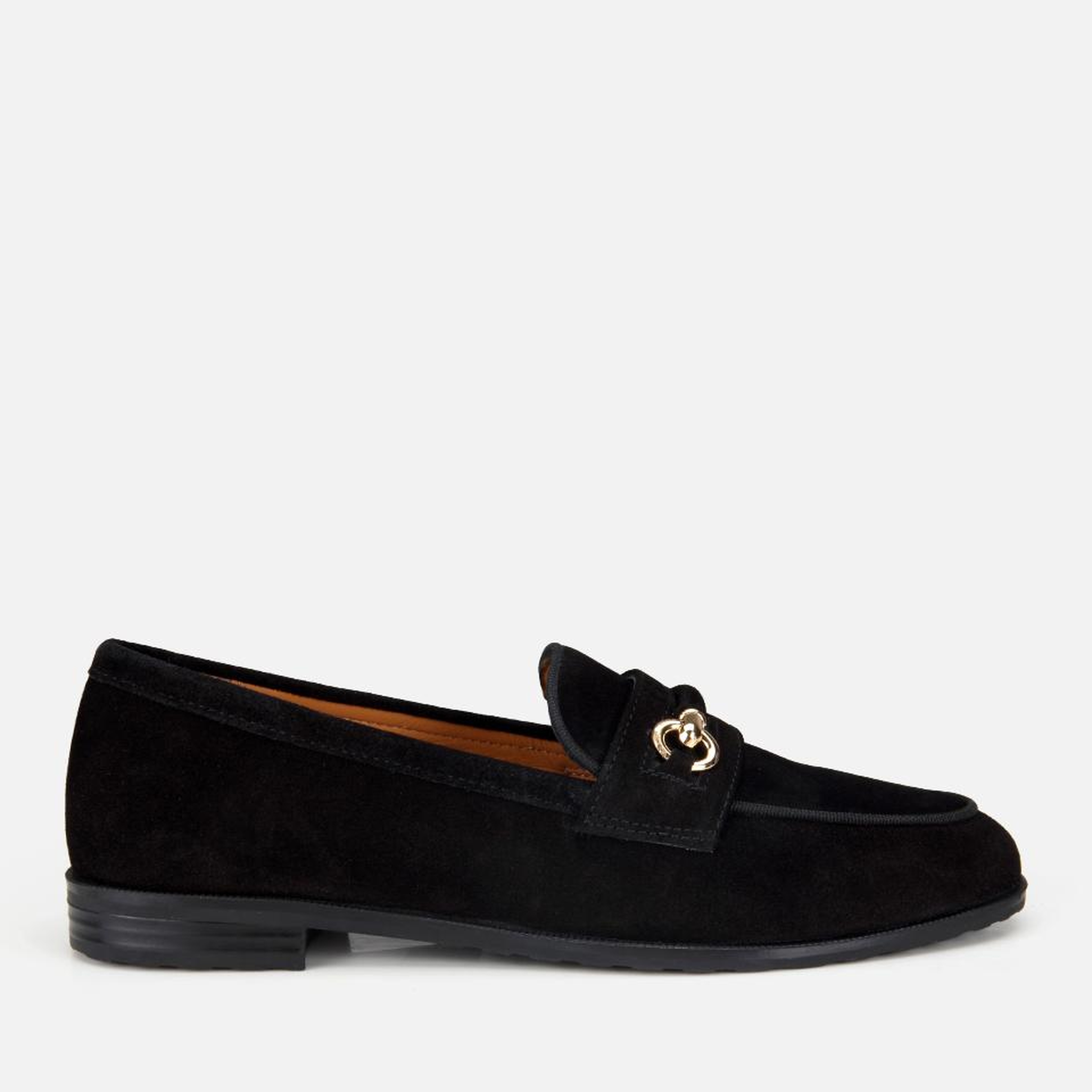 Kadın Süet Deri Siyah Tokalı Klasik Loafer