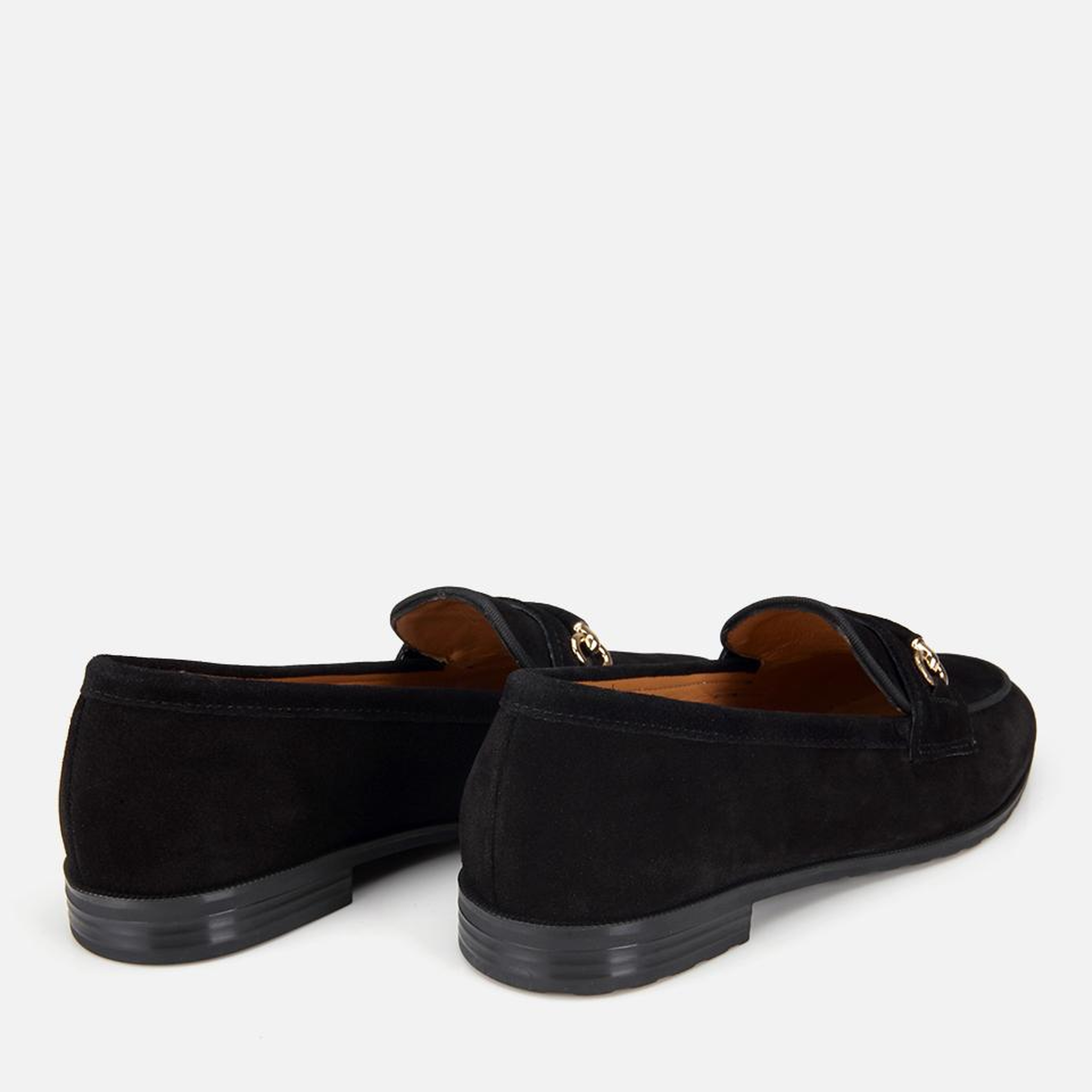 Kadın Süet Deri Siyah Tokalı Klasik Loafer