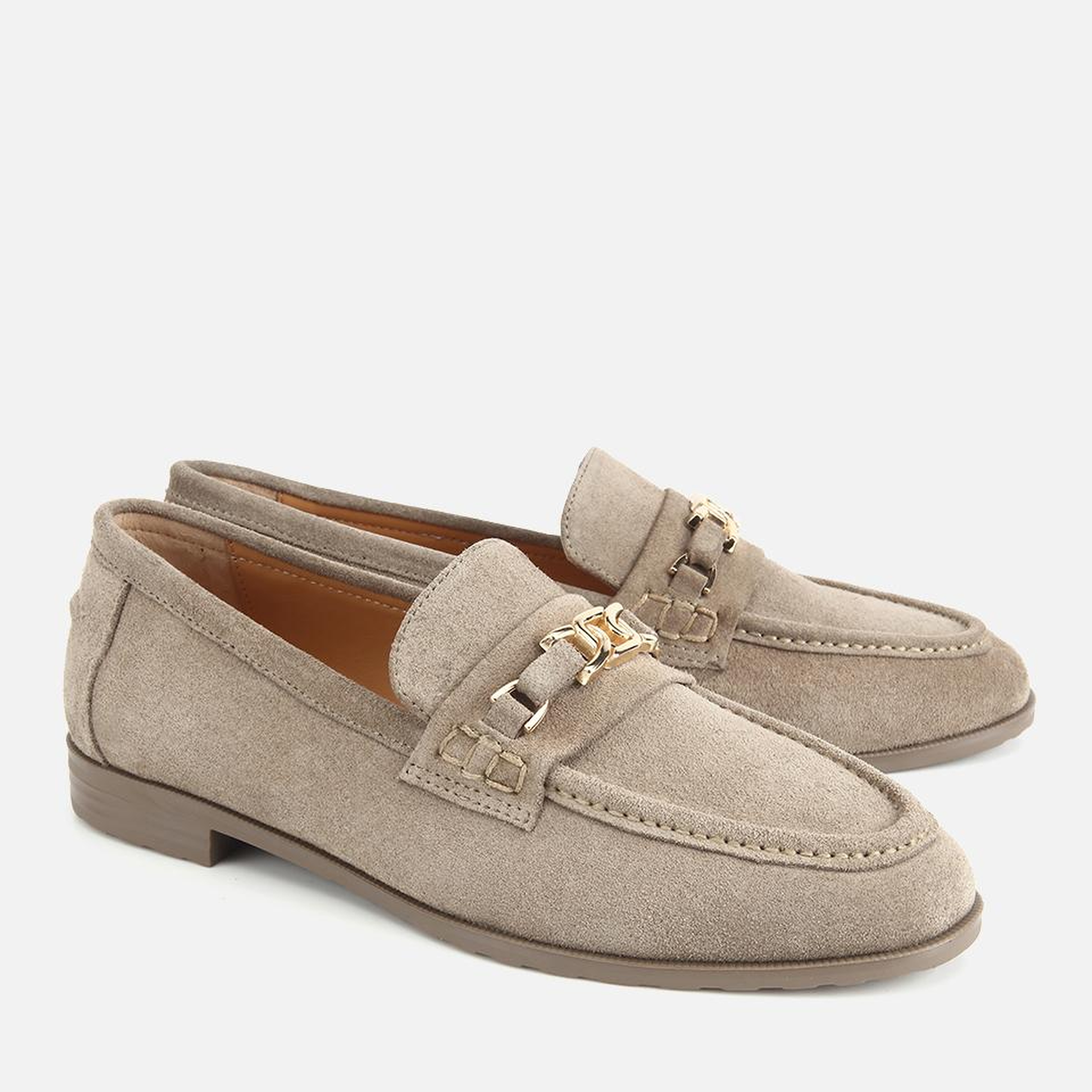 Kadın Süet Deri Açık Yeşil Toka Detaylı Klasik Loafer