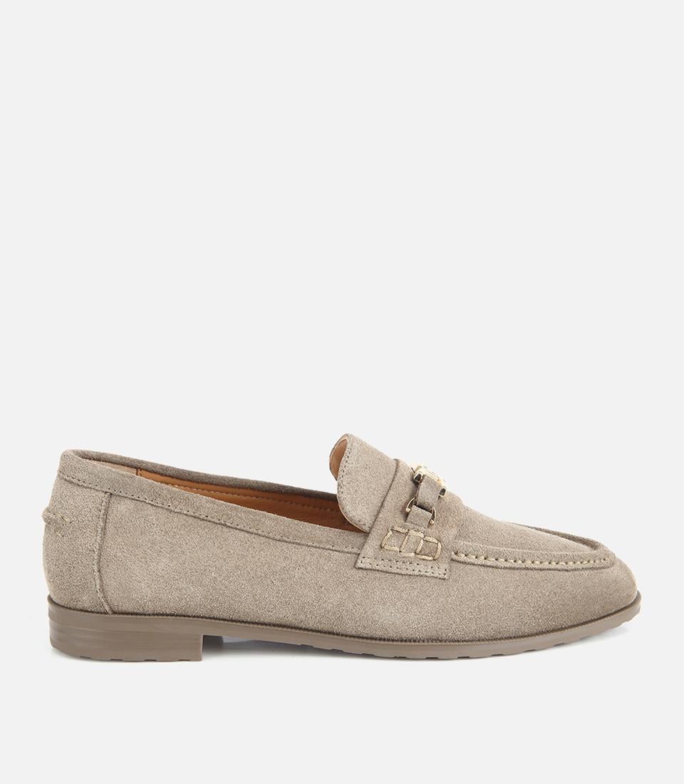 Kadın Süet Deri Açık Yeşil Toka Detaylı Klasik Loafer