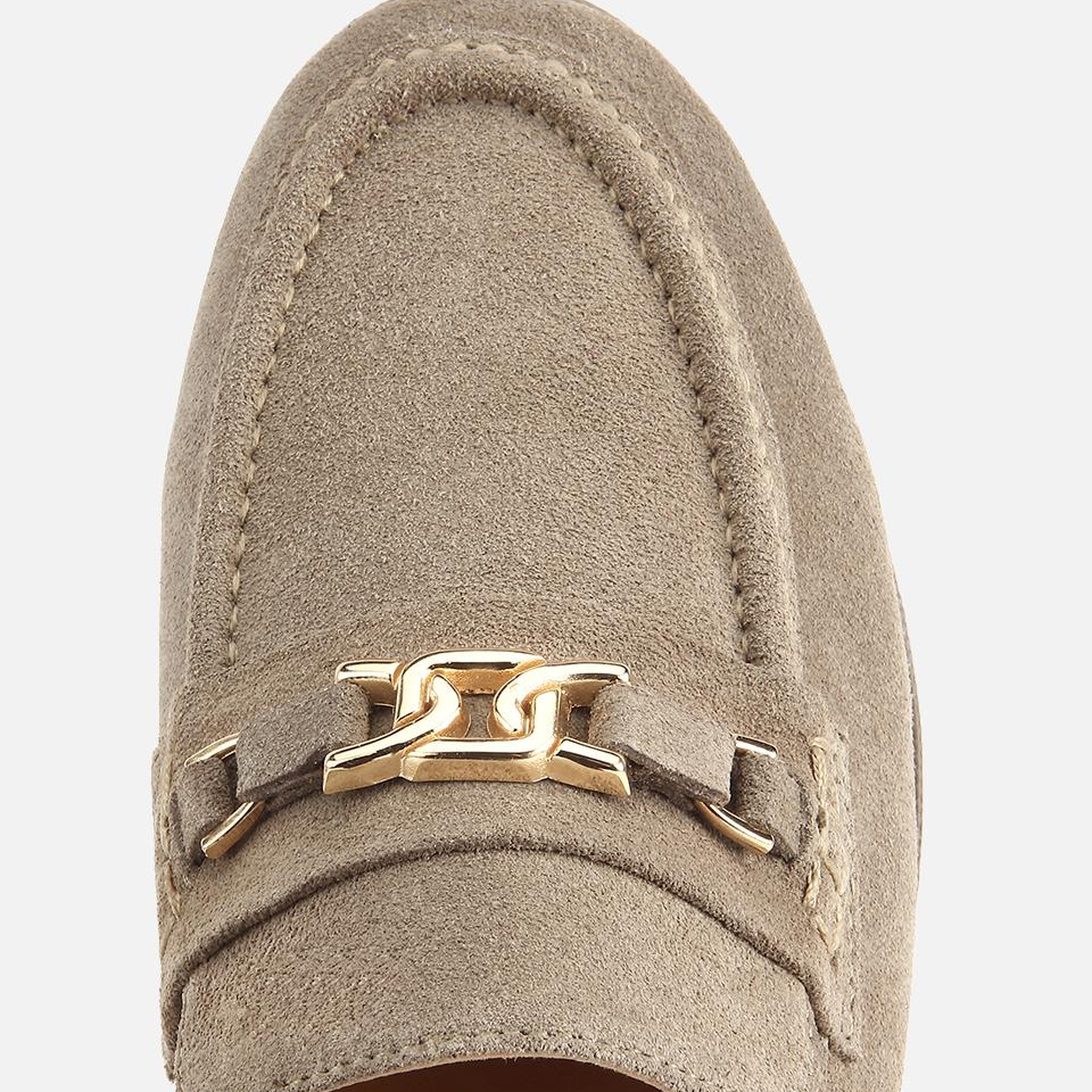 Kadın Süet Deri Açık Yeşil Toka Detaylı Klasik Loafer