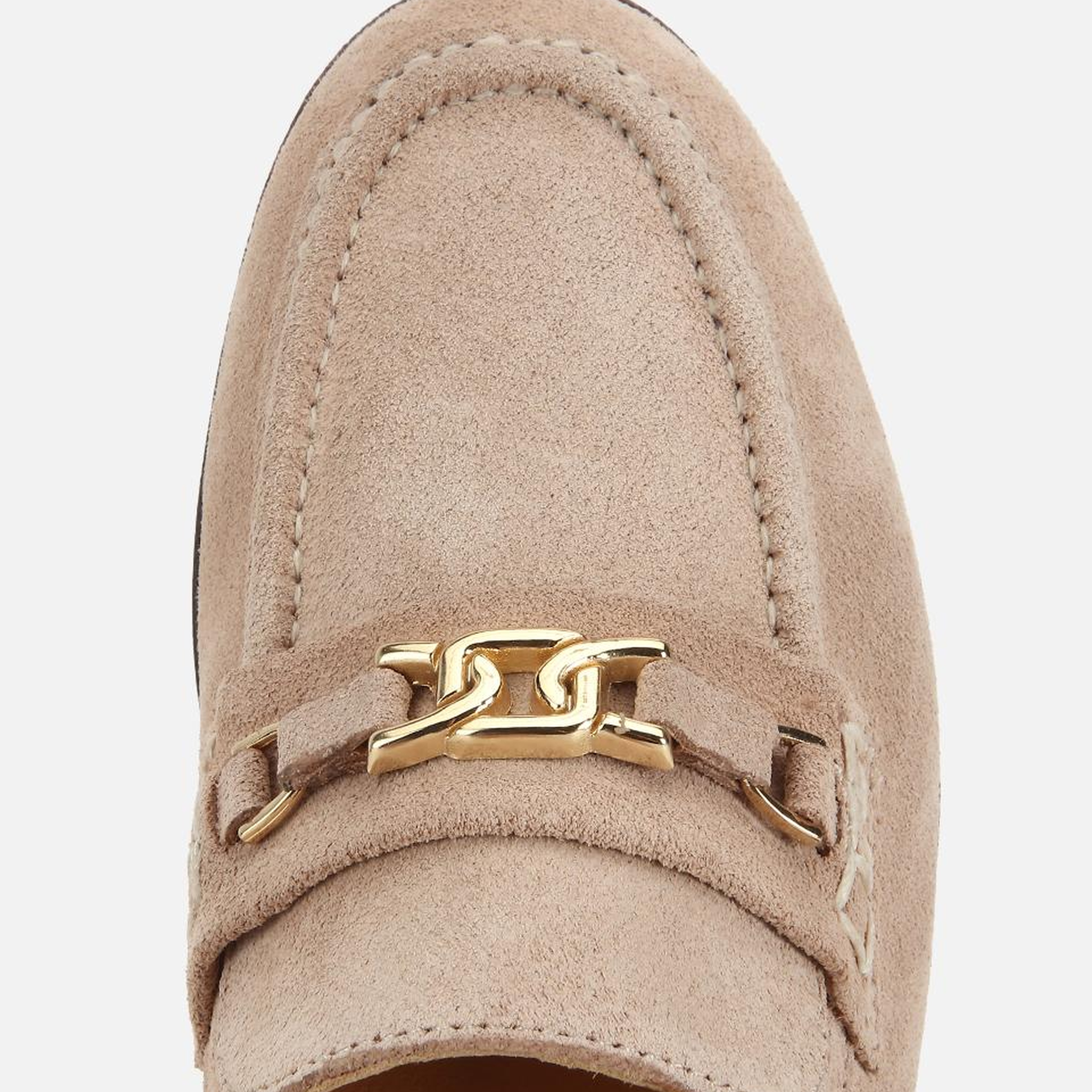 Kadın Süet Deri Bej Toka Detaylı Klasik Loafer