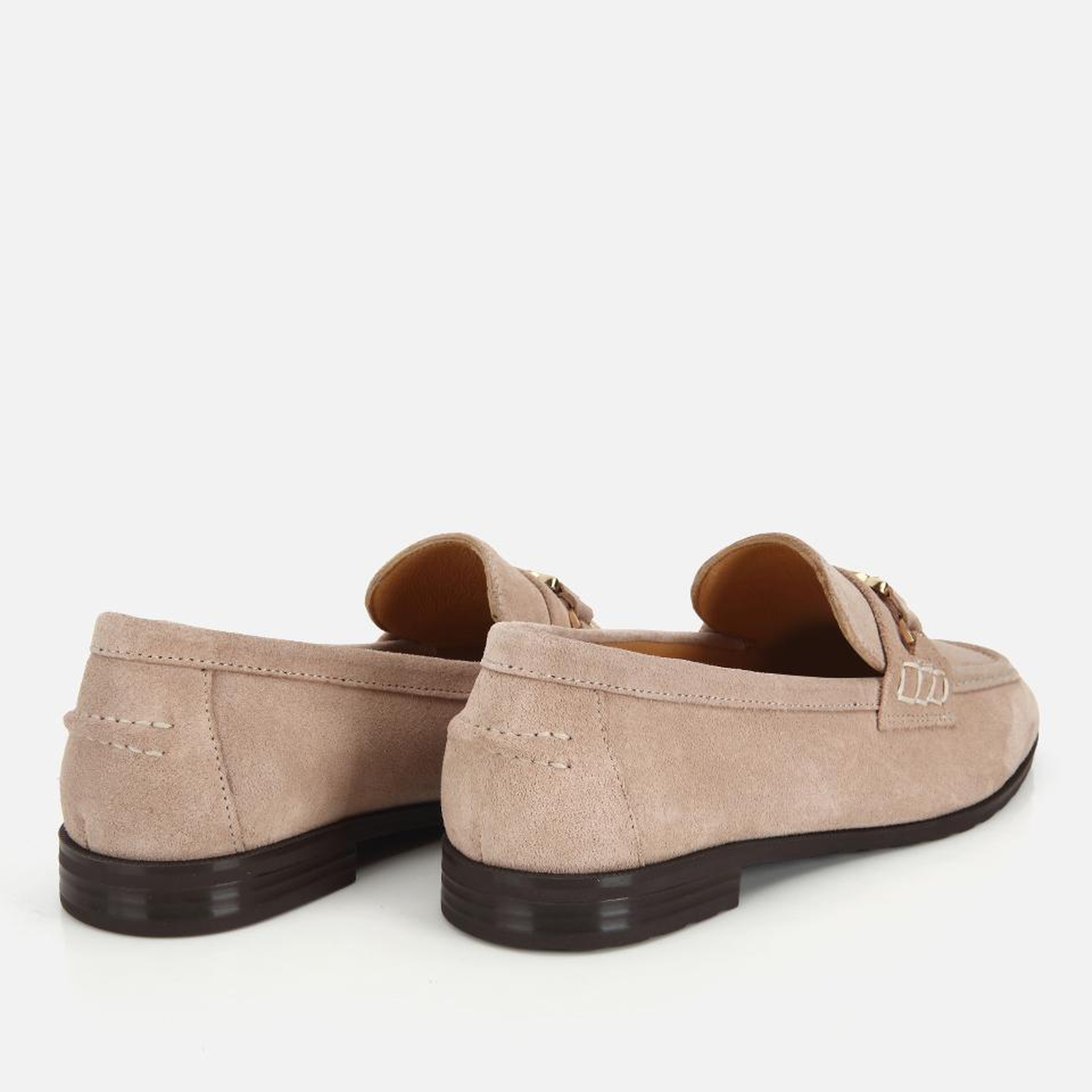 Kadın Süet Deri Bej Toka Detaylı Klasik Loafer