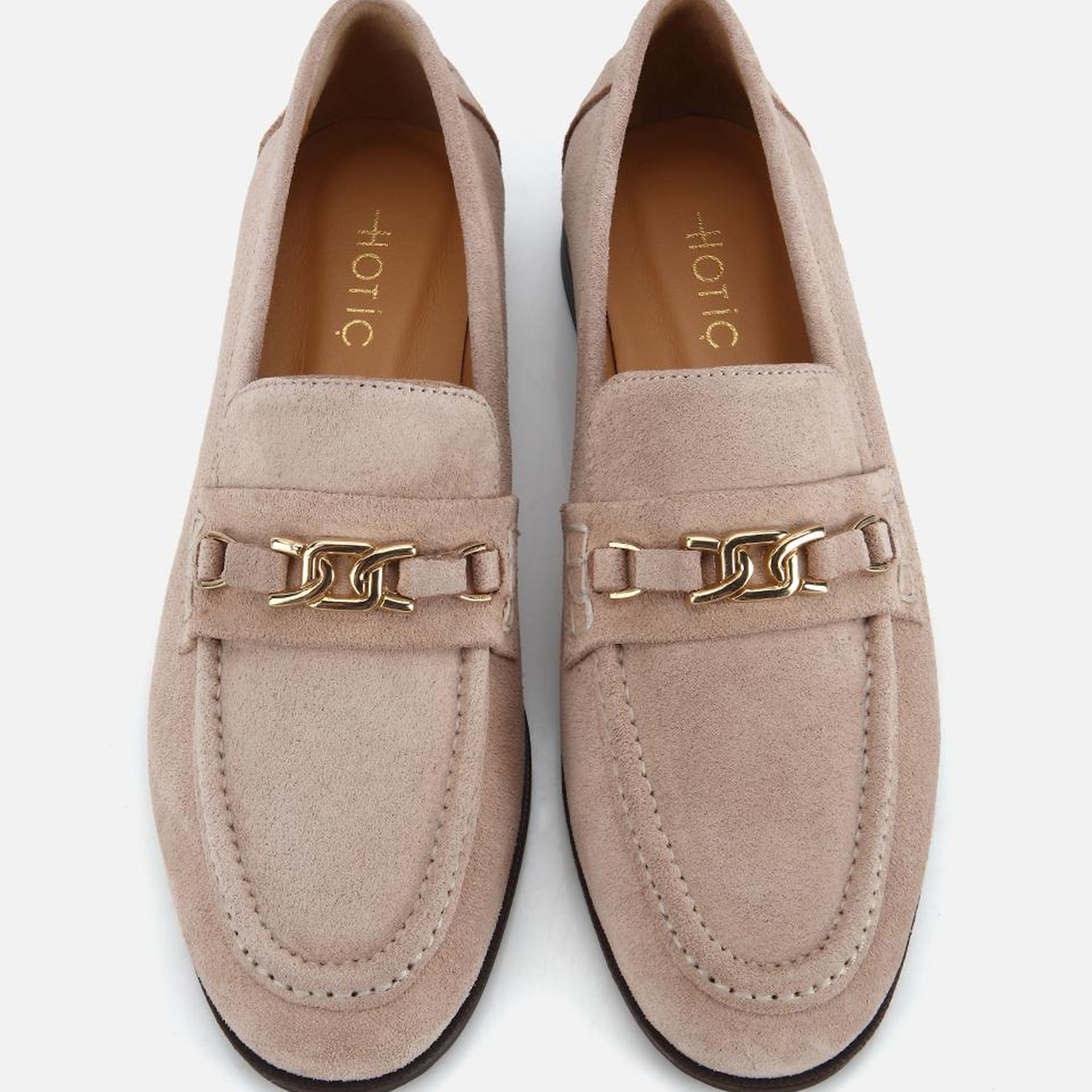 Kadın Süet Deri Bej Toka Detaylı Klasik Loafer