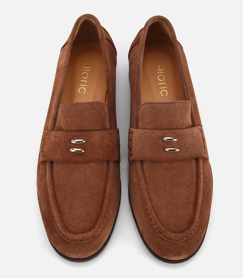 Kadın Süet Deri Taba Toka Detaylı Klasik Loafer