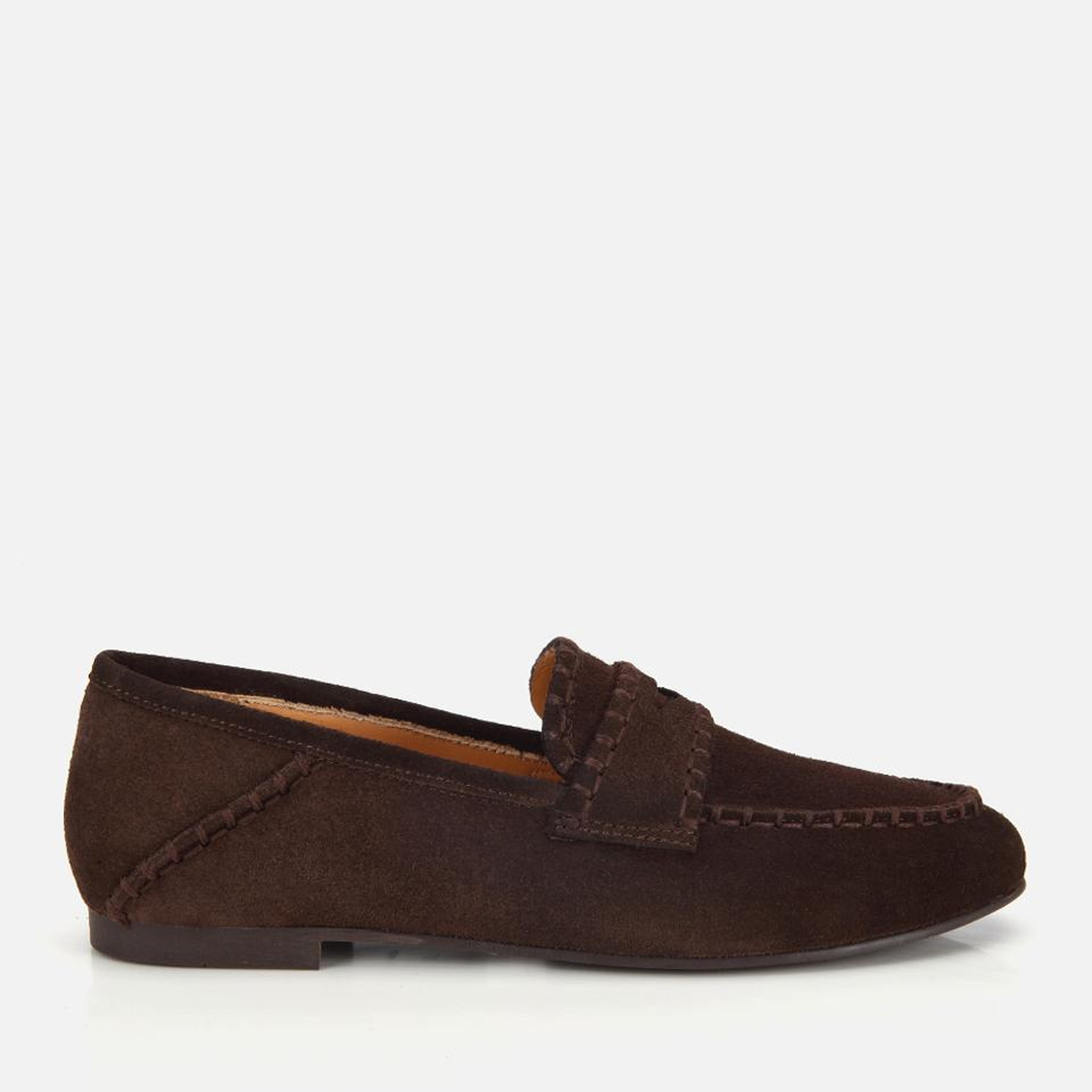 Kadın Süet Deri Kahverengi Dikiş Detaylı Günlük Loafer