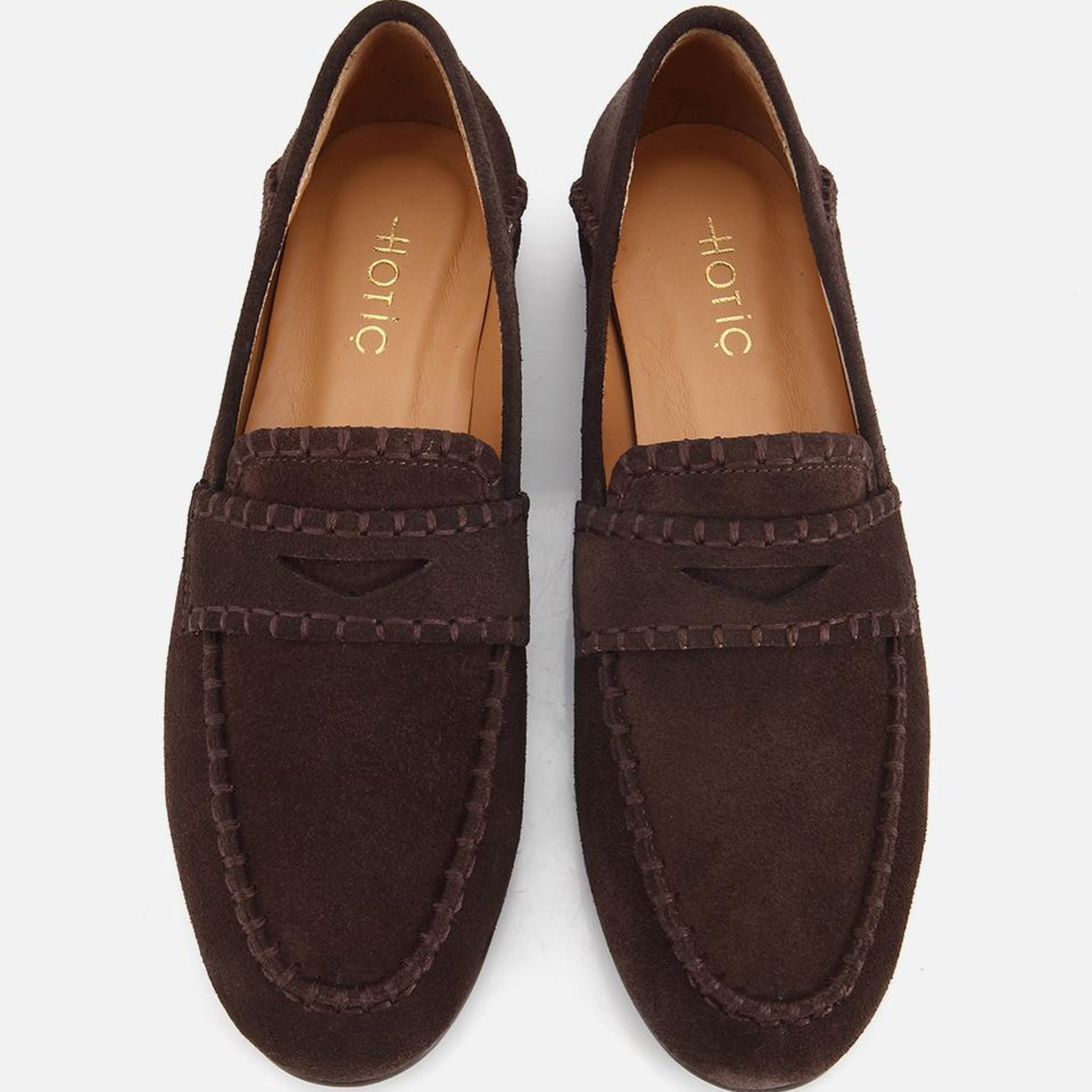 Kadın Süet Deri Kahverengi Dikiş Detaylı Günlük Loafer