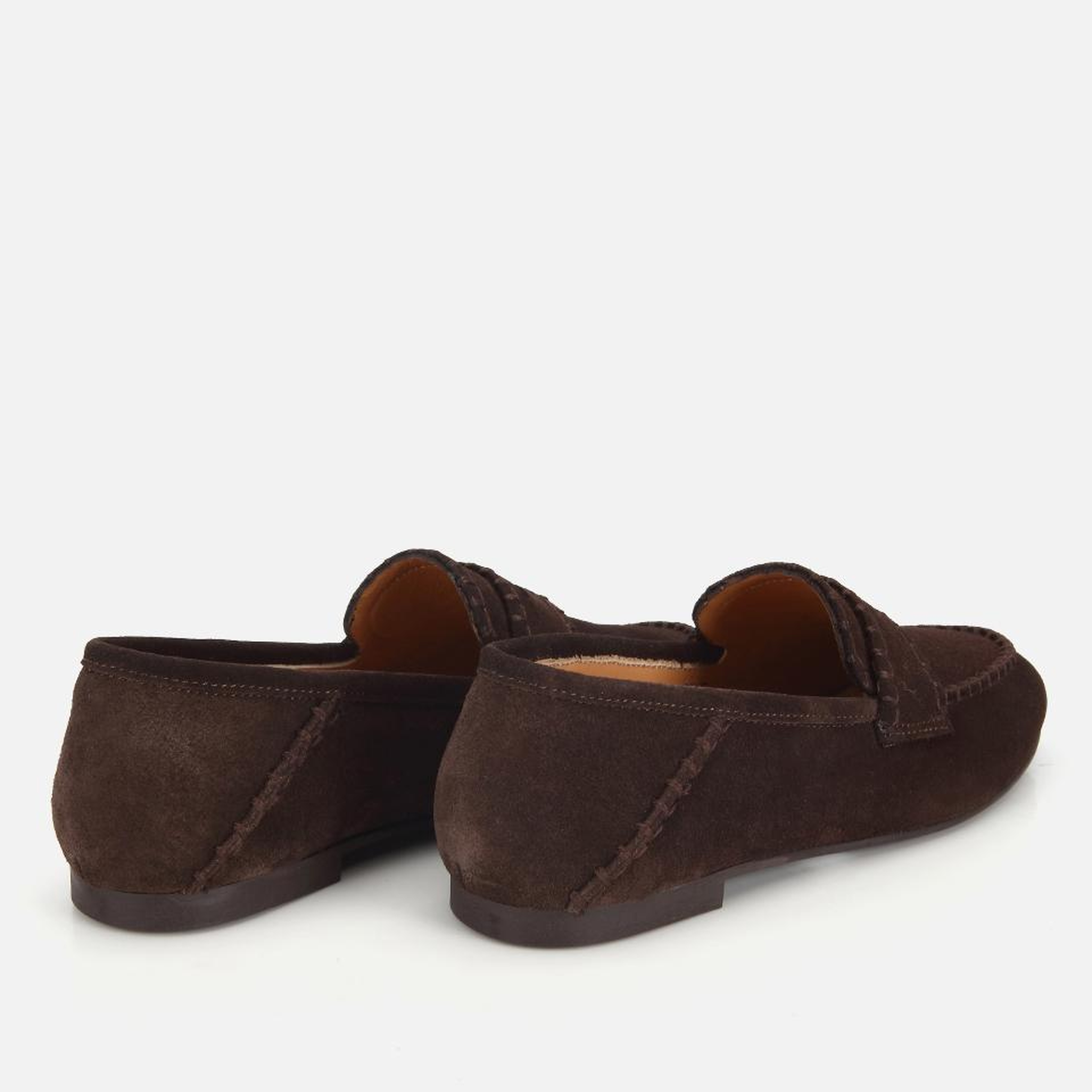 Kadın Süet Deri Kahverengi Dikiş Detaylı Günlük Loafer