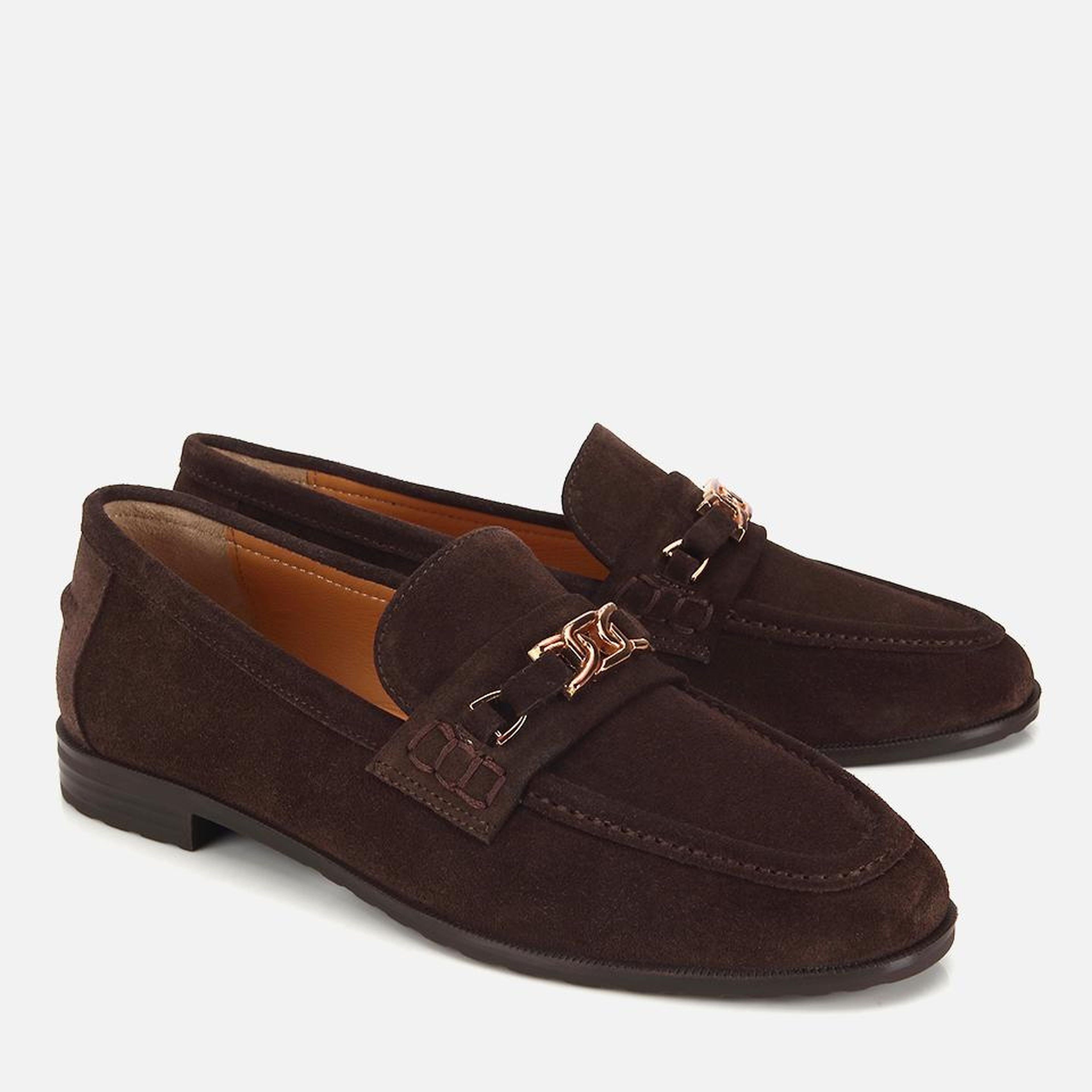 Kadın Süet Deri Kahverengi Toka Detaylı Klasik Loafer