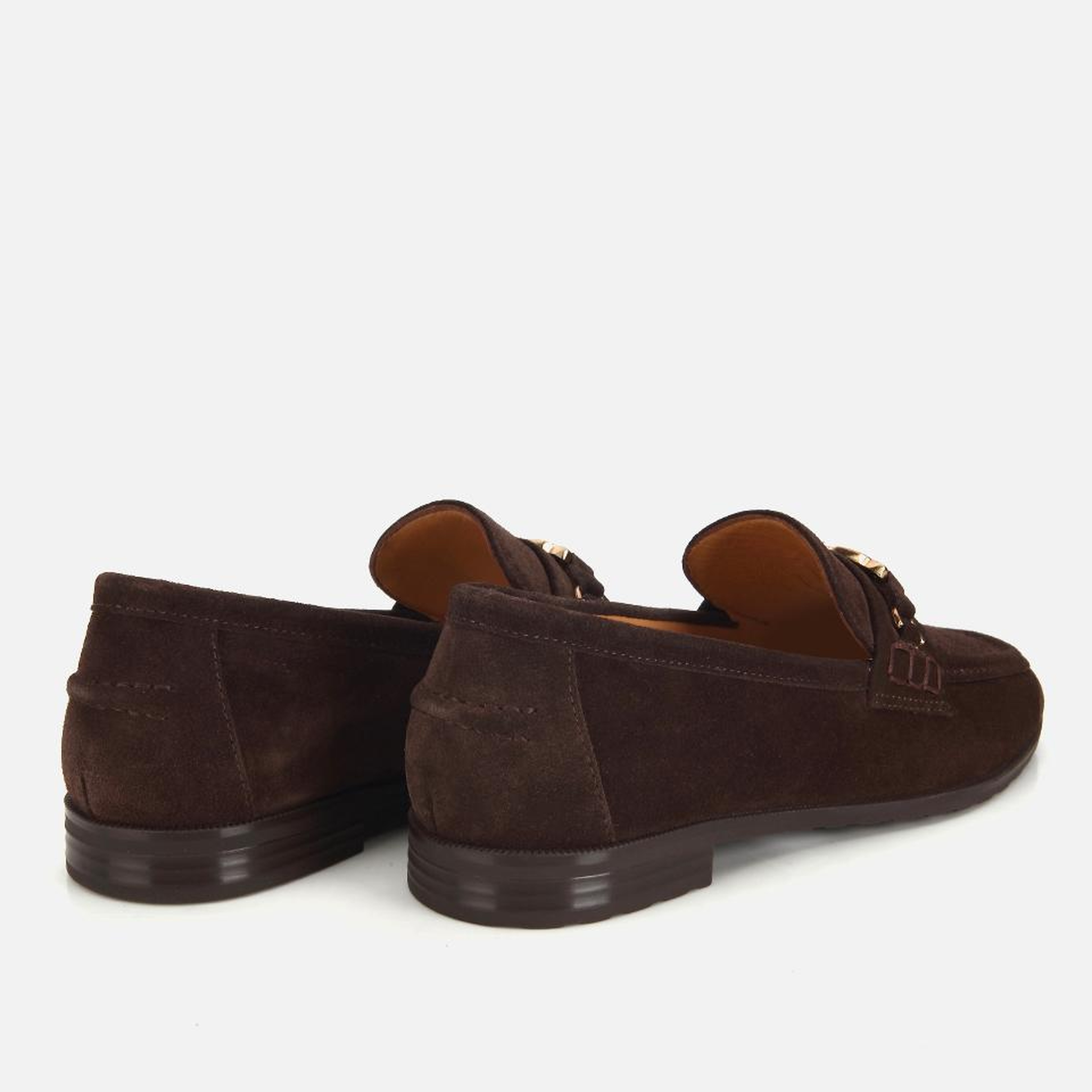 Kadın Süet Deri Kahverengi Toka Detaylı Klasik Loafer