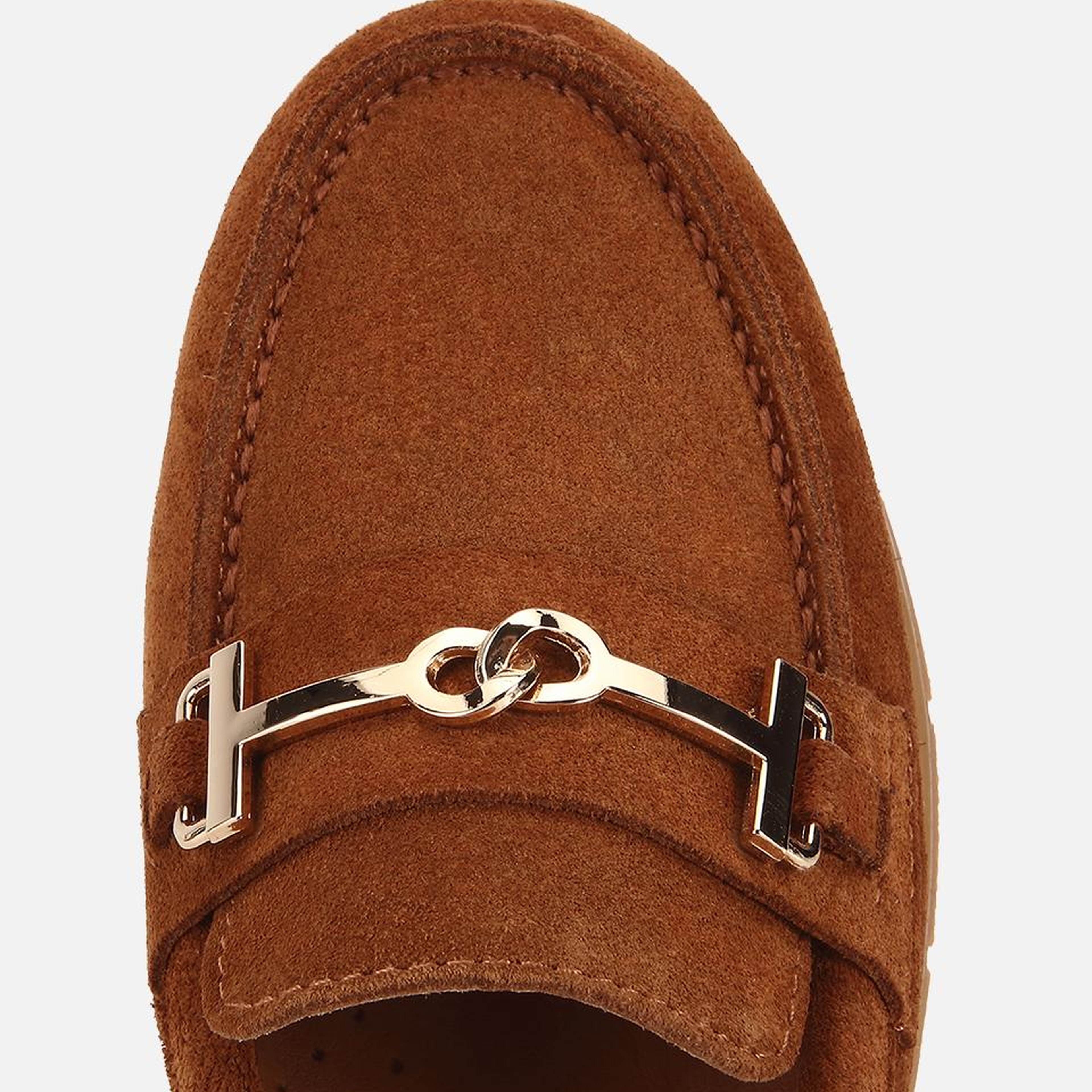 Kadın Süet Deri Taba Yumuşak Tabanlı Tokalı Günlük Loafer