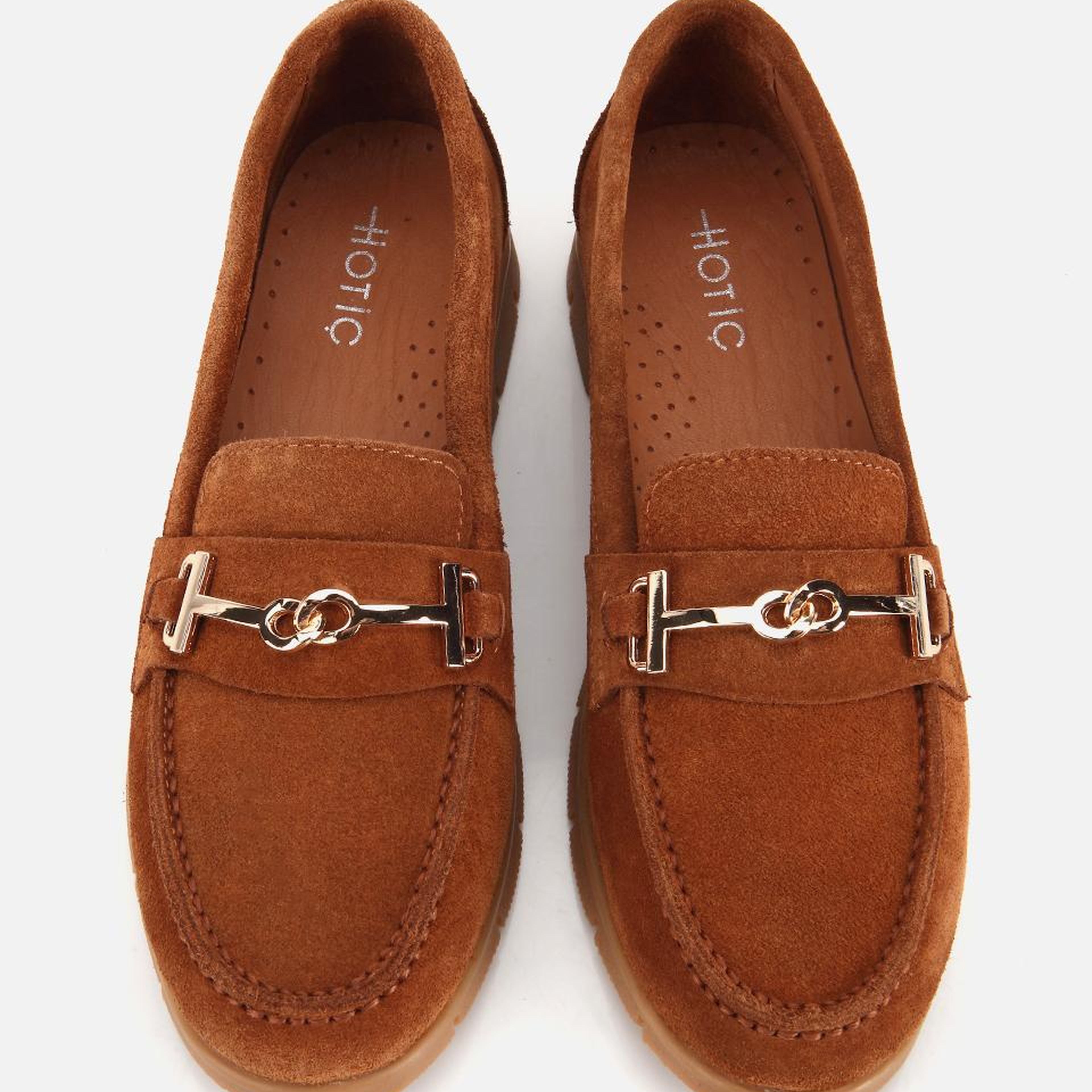 Kadın Süet Deri Taba Yumuşak Tabanlı Tokalı Günlük Loafer