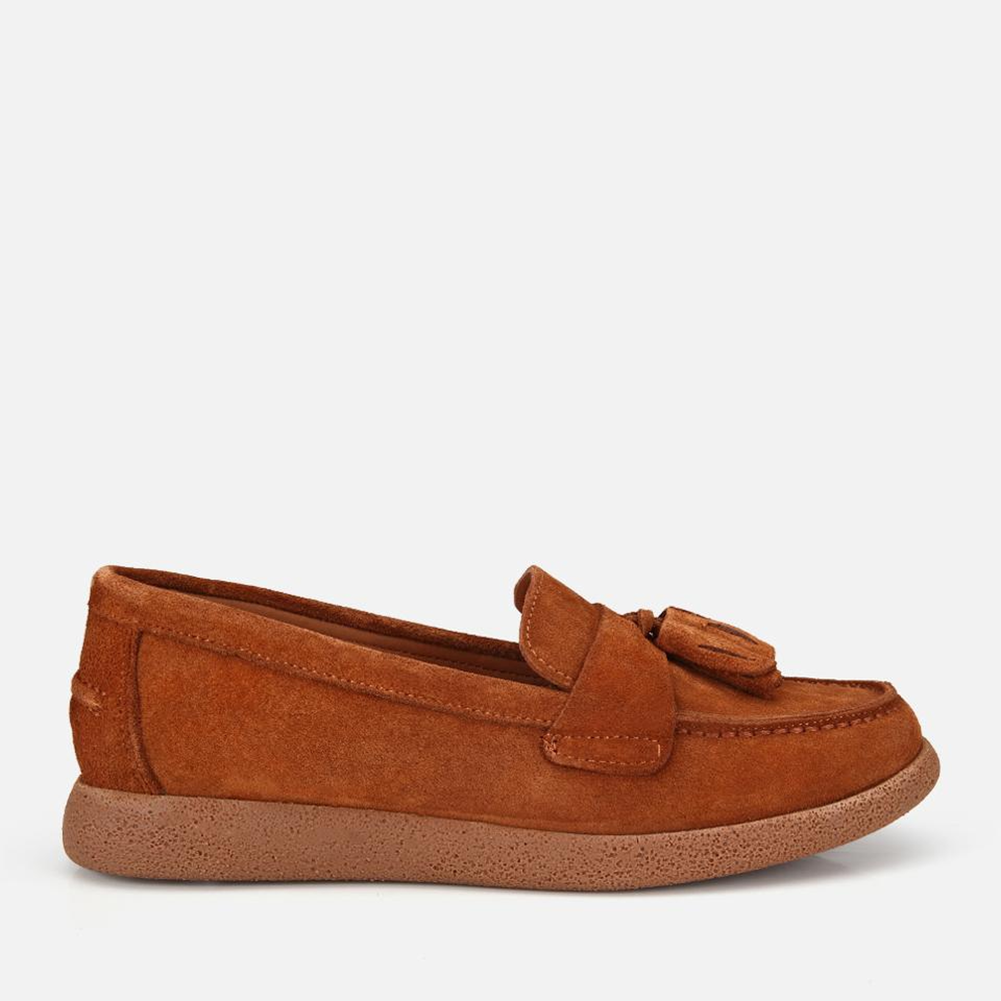 Kadın Süet Deri Taba Püskül Detaylı Günlük Loafer