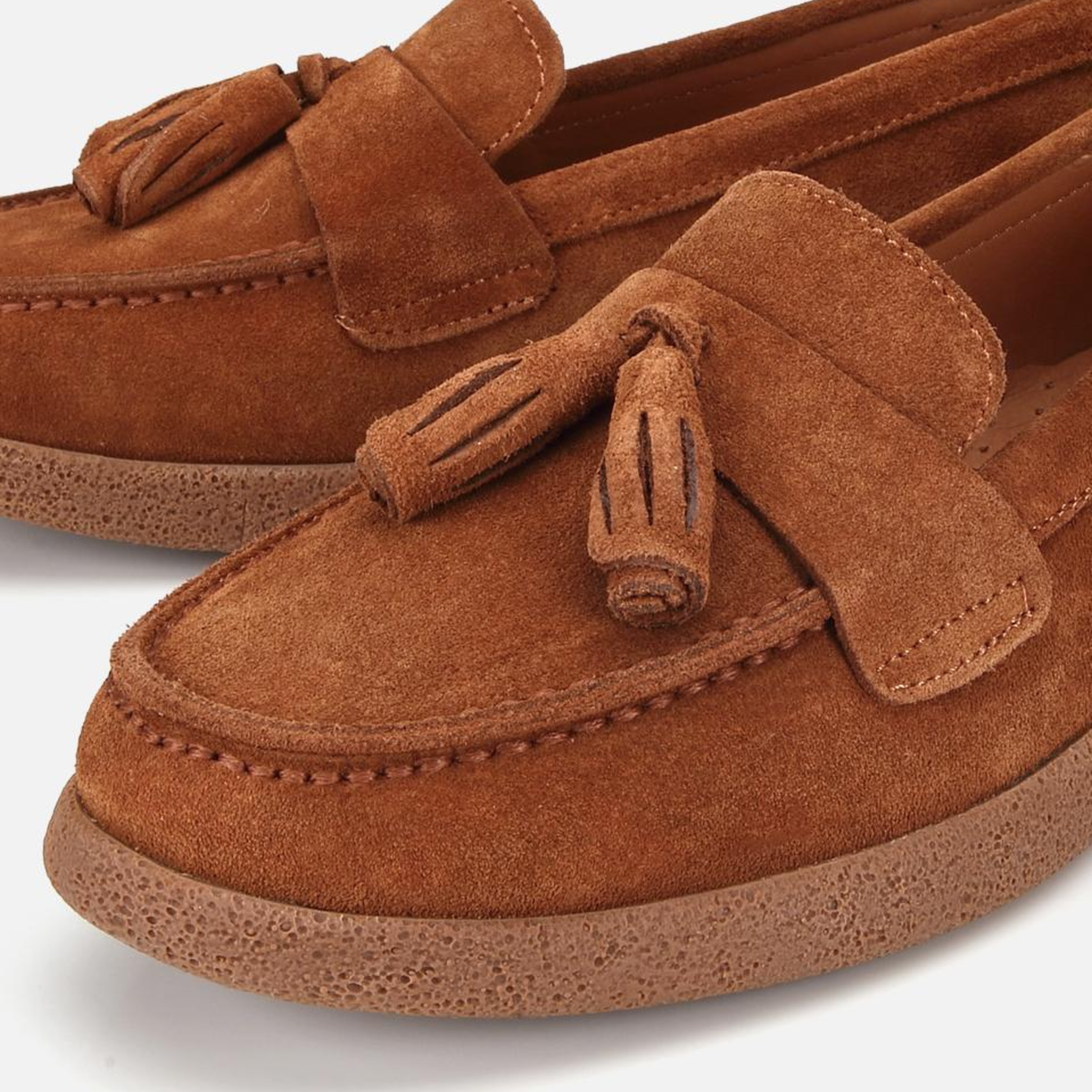 Kadın Süet Deri Taba Püskül Detaylı Günlük Loafer