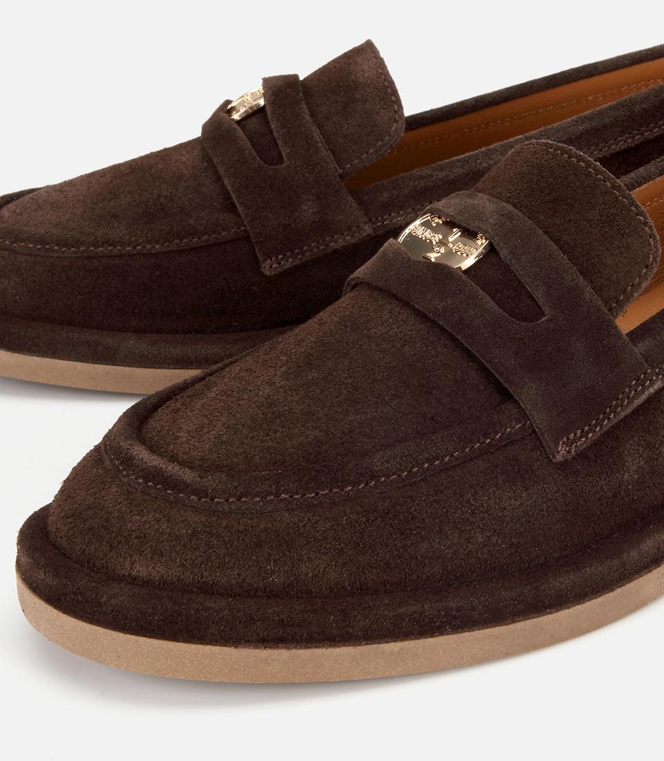 Kadın Süet Deri Kahverengi Tokalı Klasik Loafer