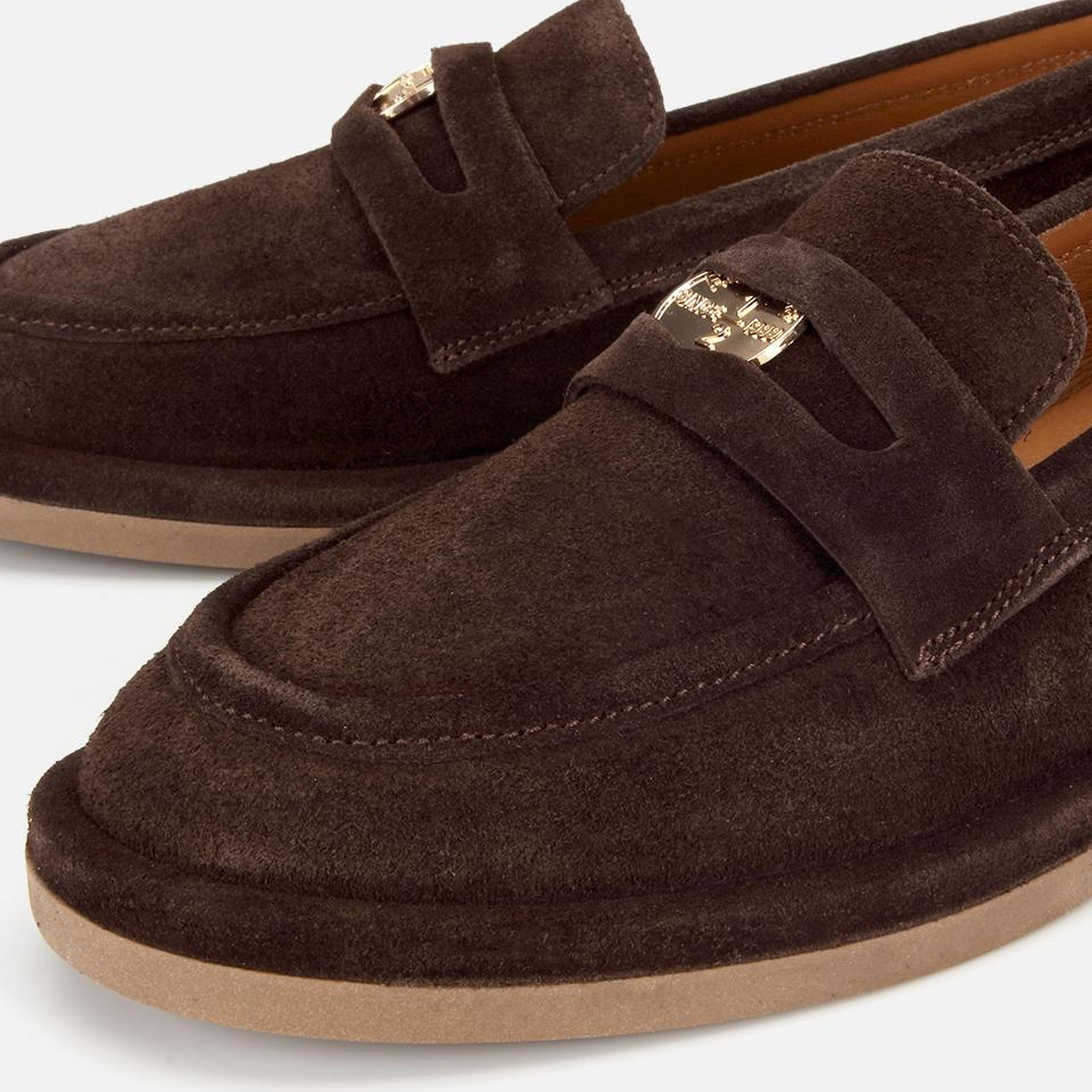 Kadın Süet Deri Kahverengi Tokalı Klasik Loafer