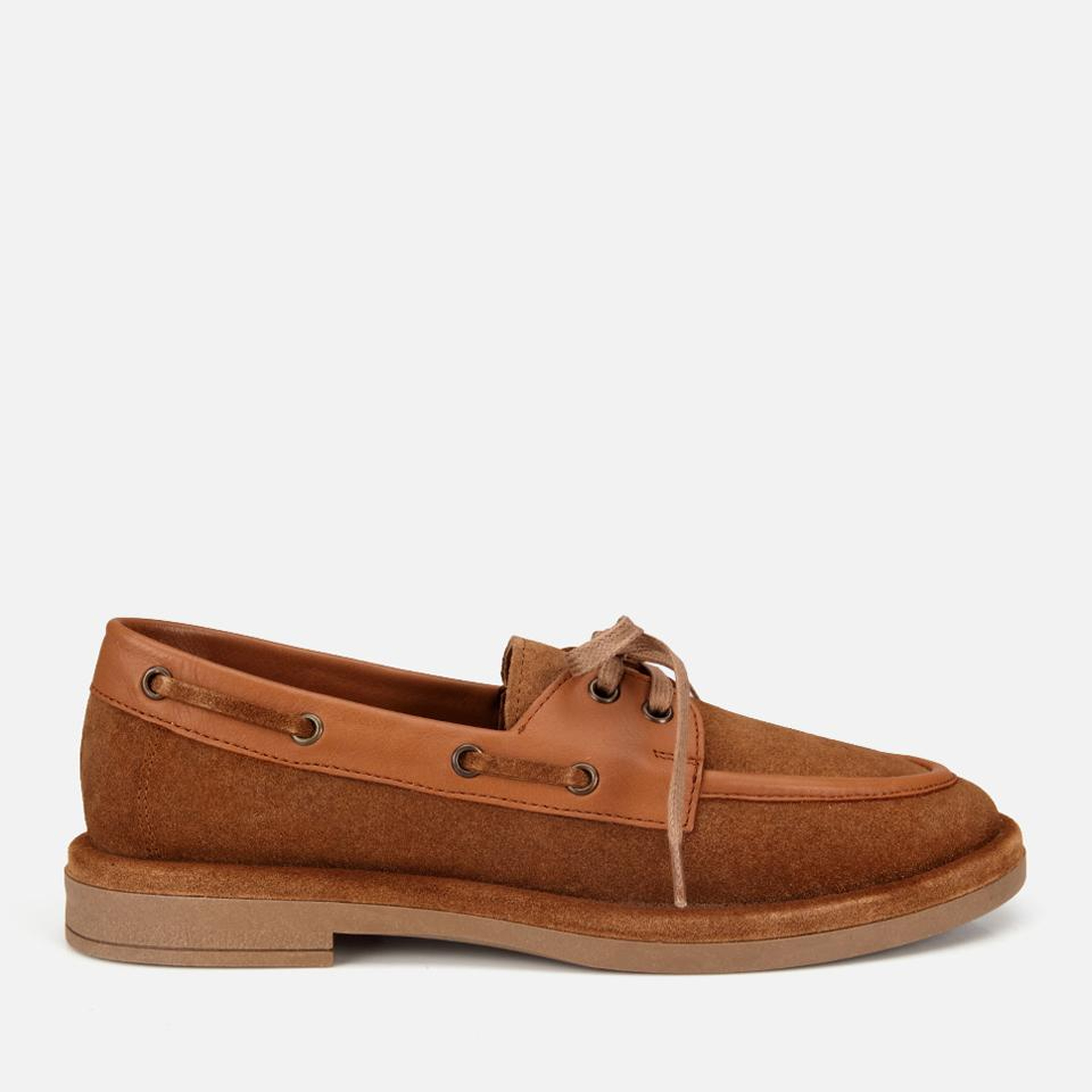 Kadın Süet Deri Taba Bağcık Detaylı Günlük Loafer