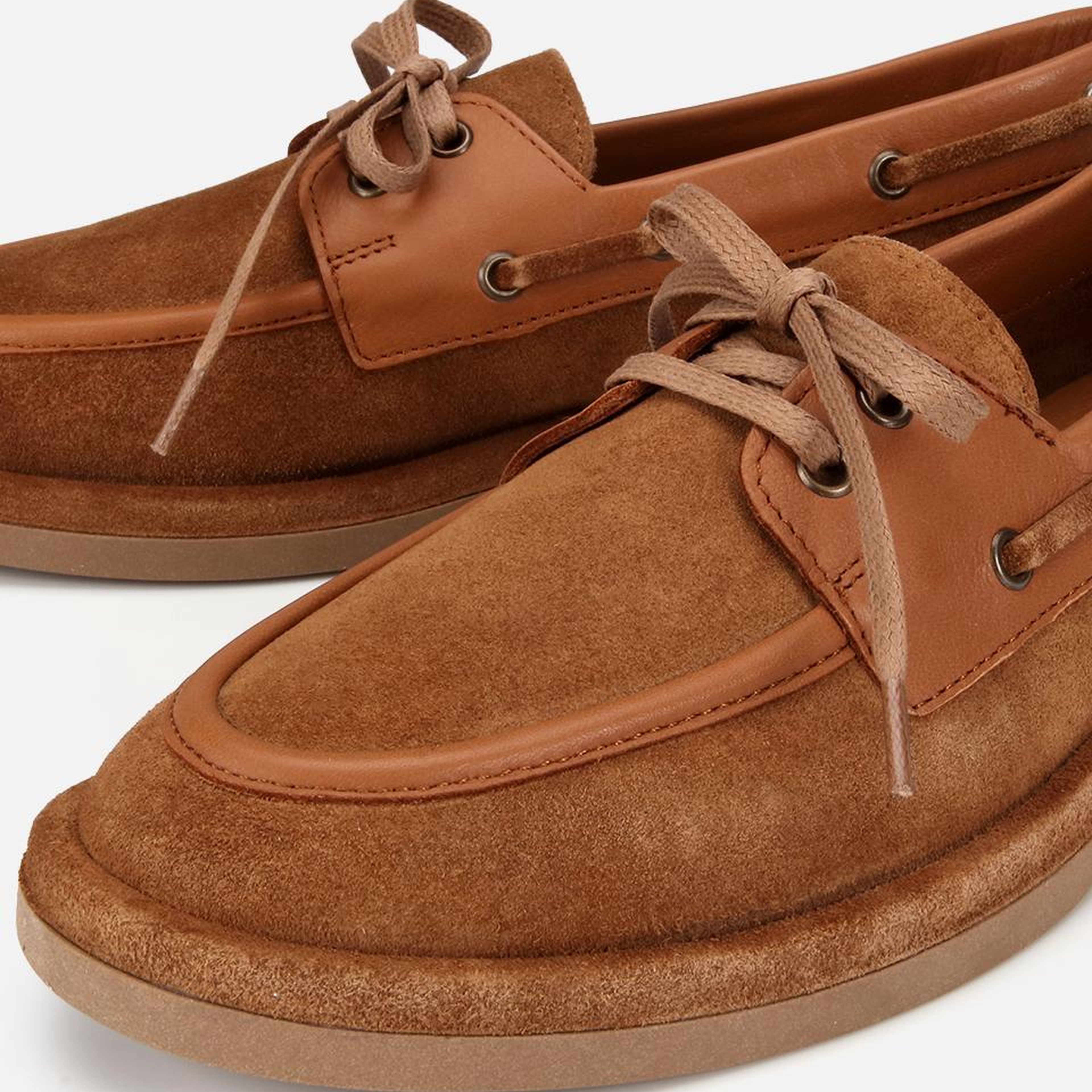 Kadın Süet Deri Taba Bağcık Detaylı Günlük Loafer