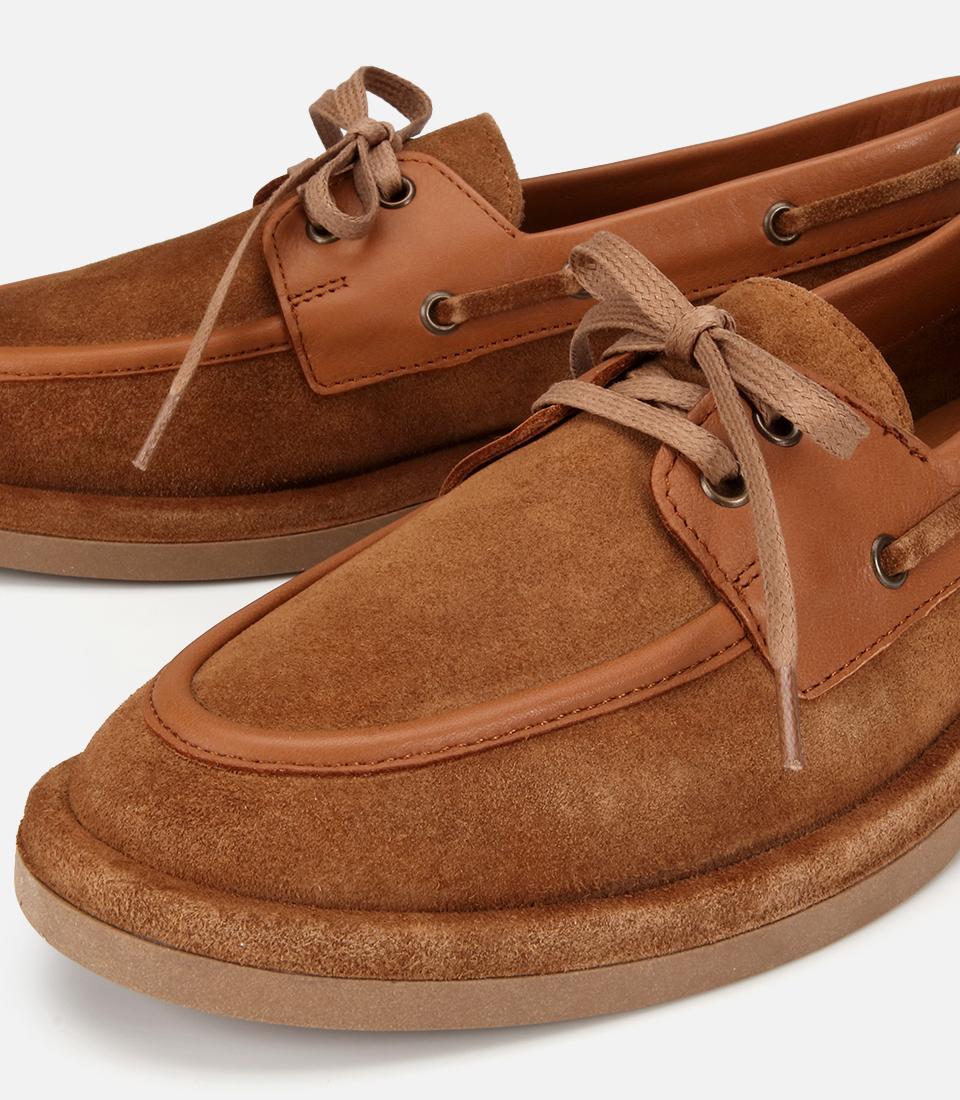Kadın Süet Deri Taba Bağcık Detaylı Günlük Loafer