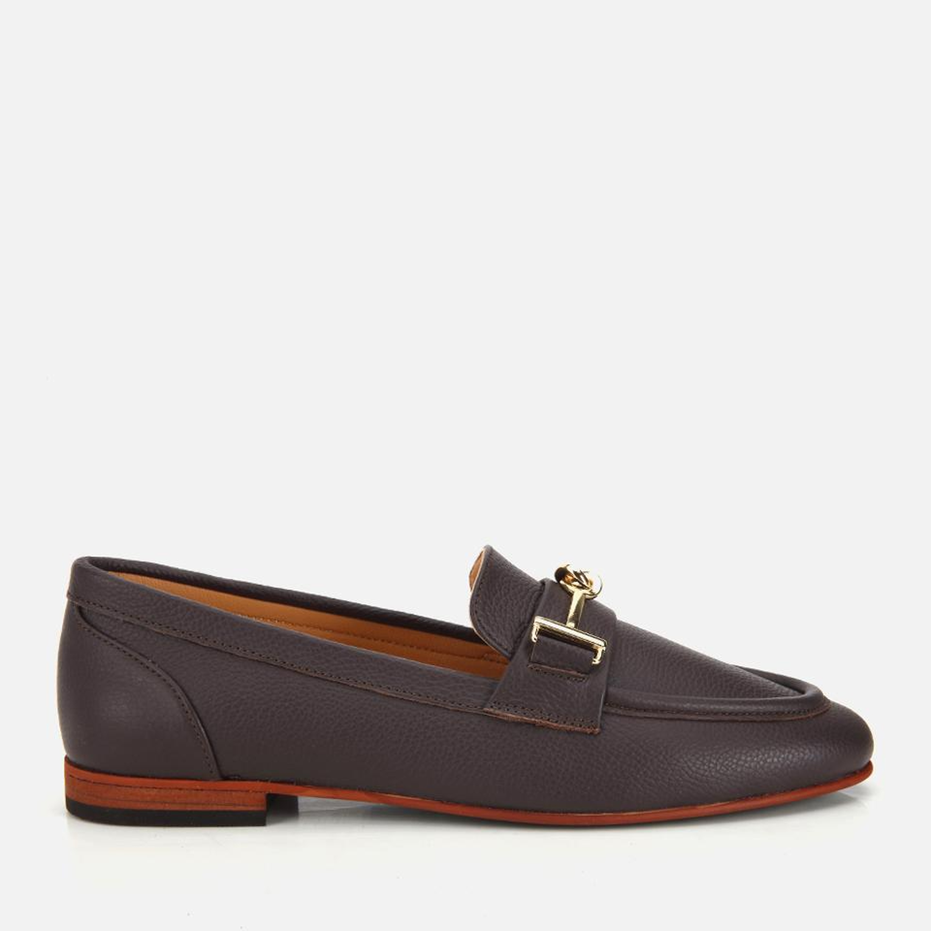 Kadın Deri Kahverengi Yumuşak Dokulu Tokalı Klasik Loafer