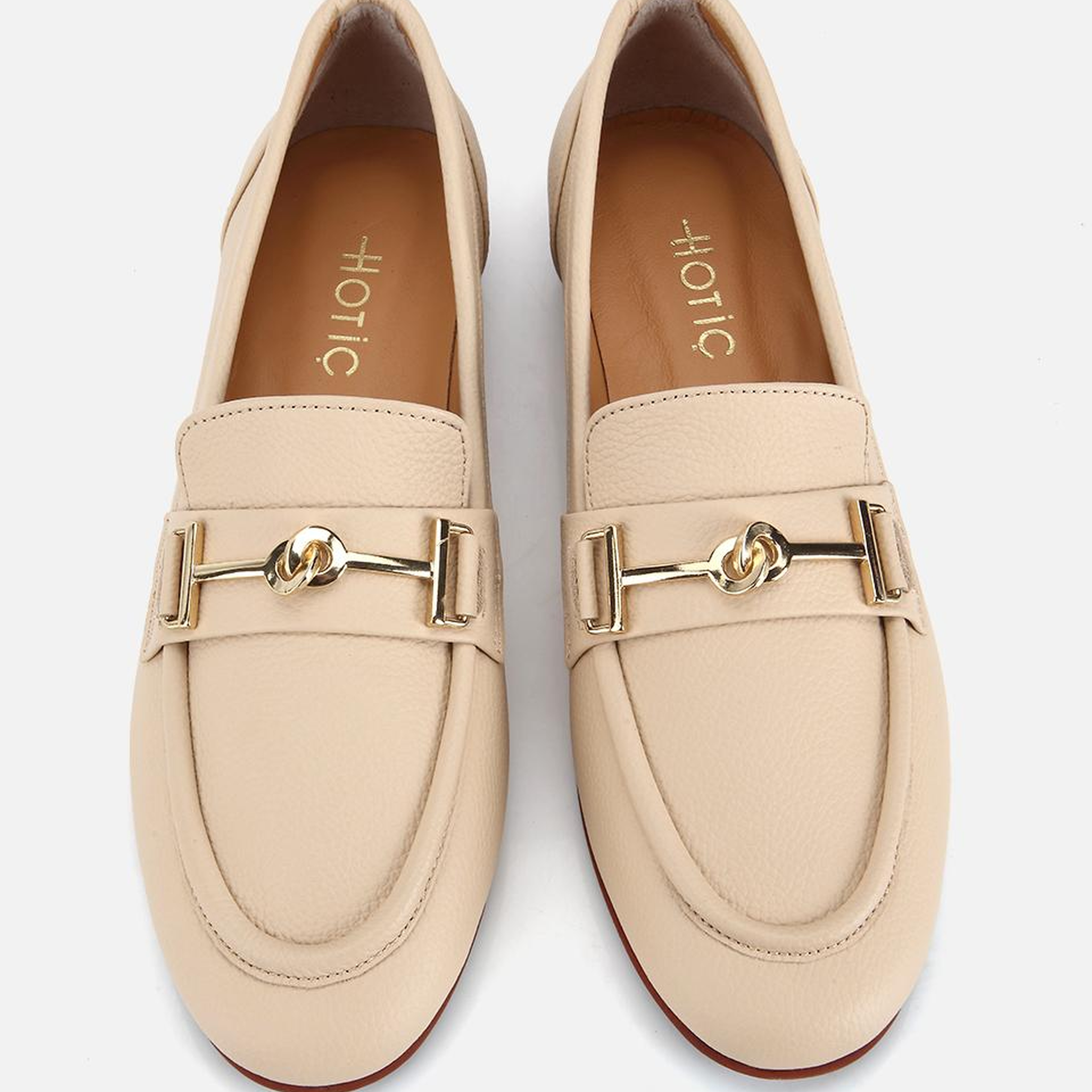 Kadın Deri Bej Yumuşak Dokulu Tokalı Klasik Loafer