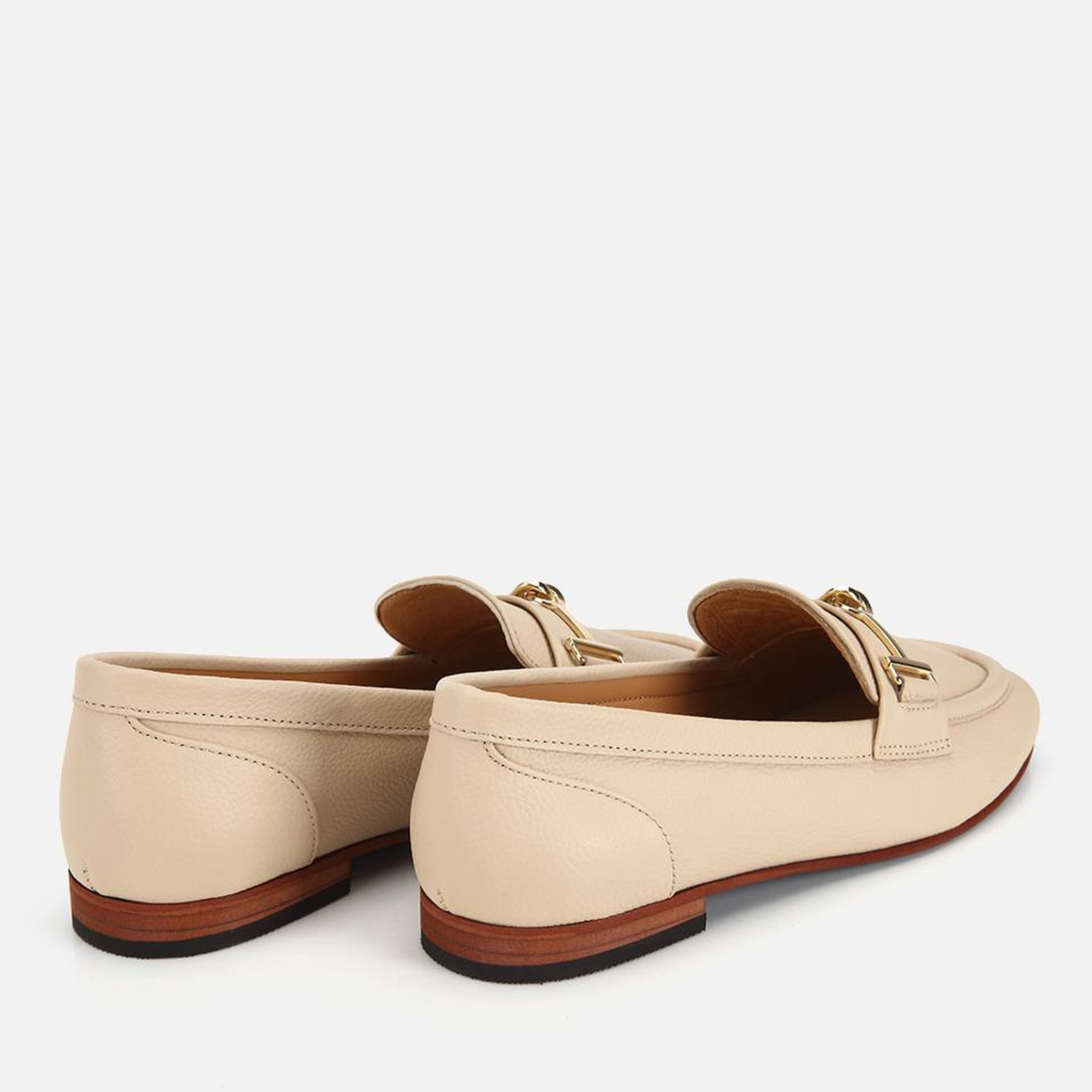 Kadın Deri Bej Yumuşak Dokulu Tokalı Klasik Loafer