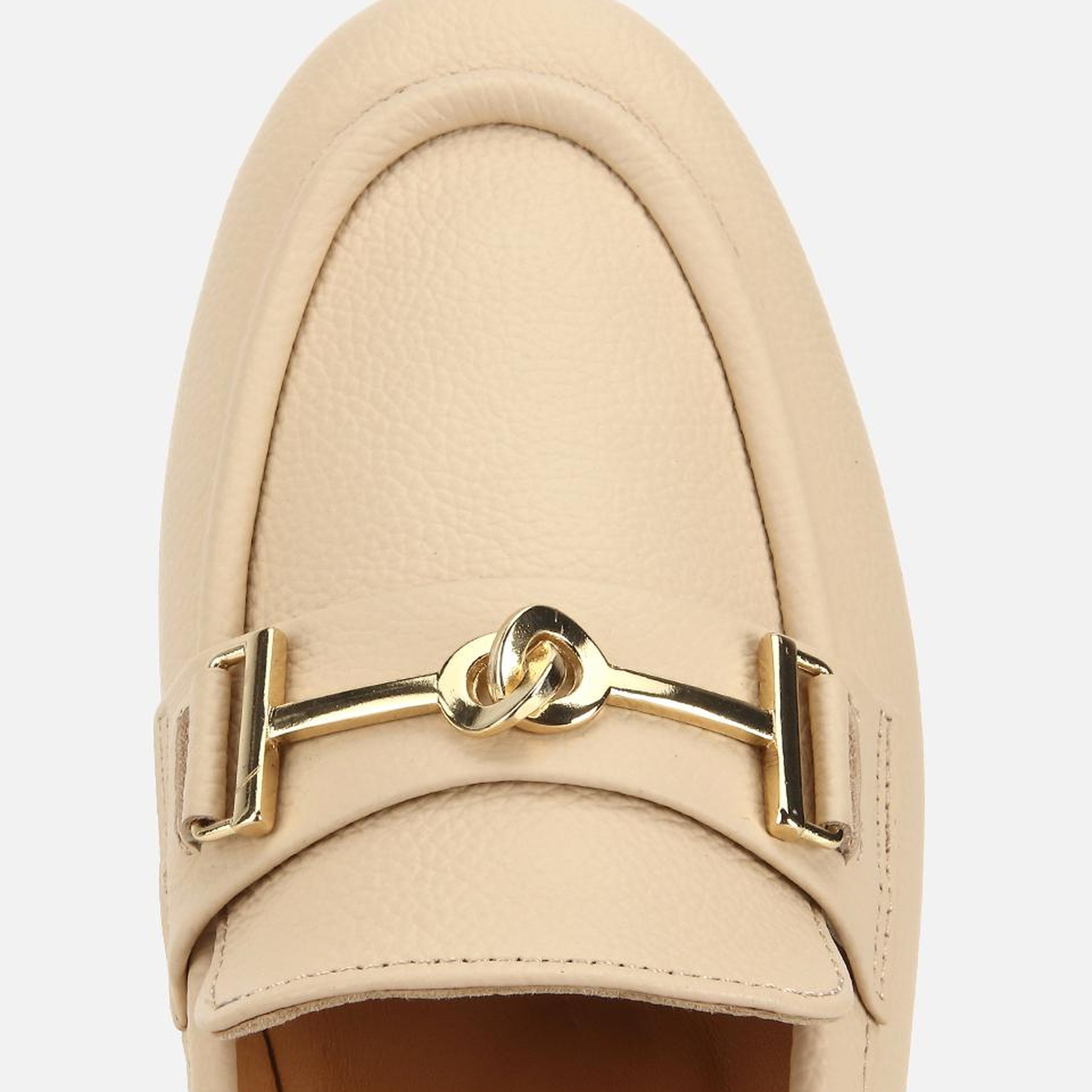Kadın Deri Bej Yumuşak Dokulu Tokalı Klasik Loafer