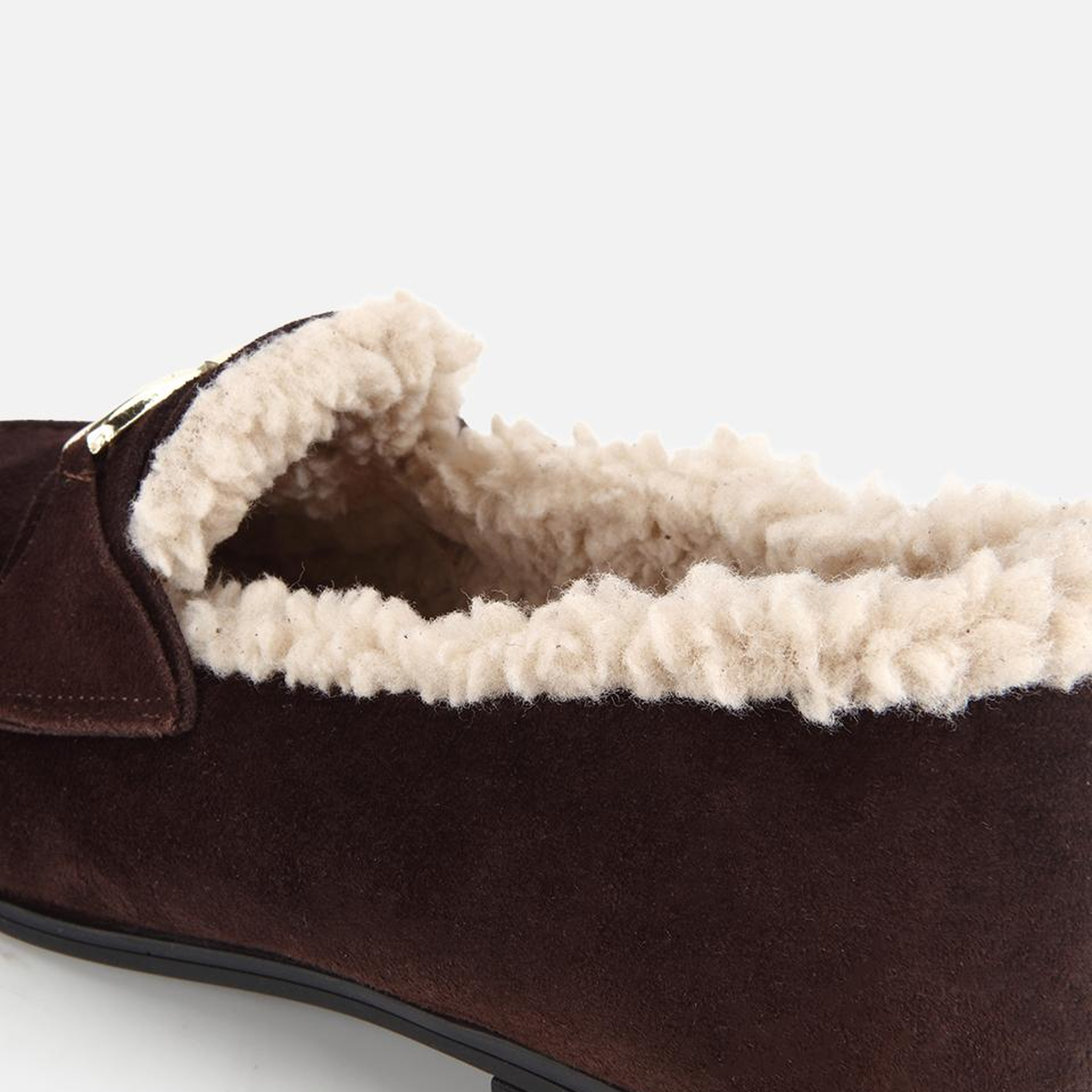 Kadın Süet Deri Kahverengi İçi Kürklü Klasik Loafer